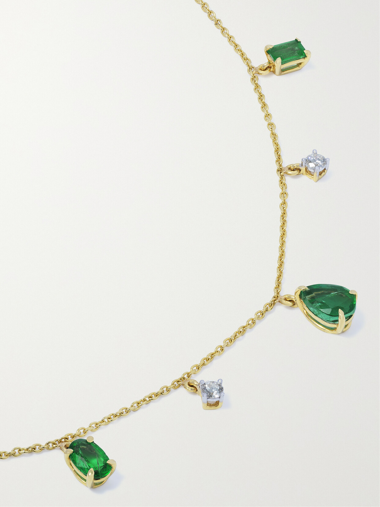 House Of Meraki Vania Mini 18-karat Gold, Emerald And Diamond Necklace In Green