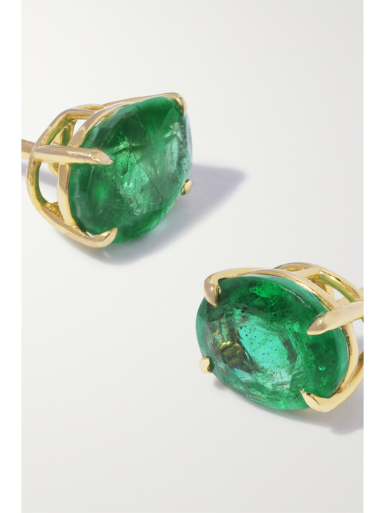 Shop House Of Meraki Allora 18-karat Gold Emerald Earrings In Green