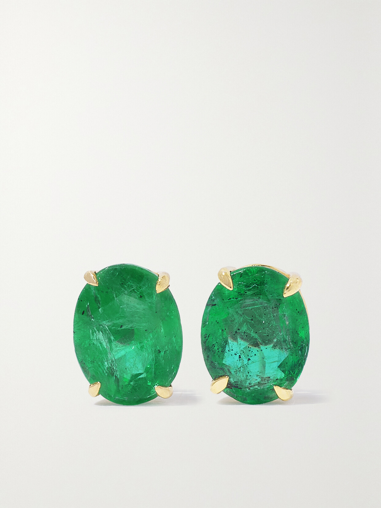 House Of Meraki Allora 18-karat Gold Emerald Earrings In Green