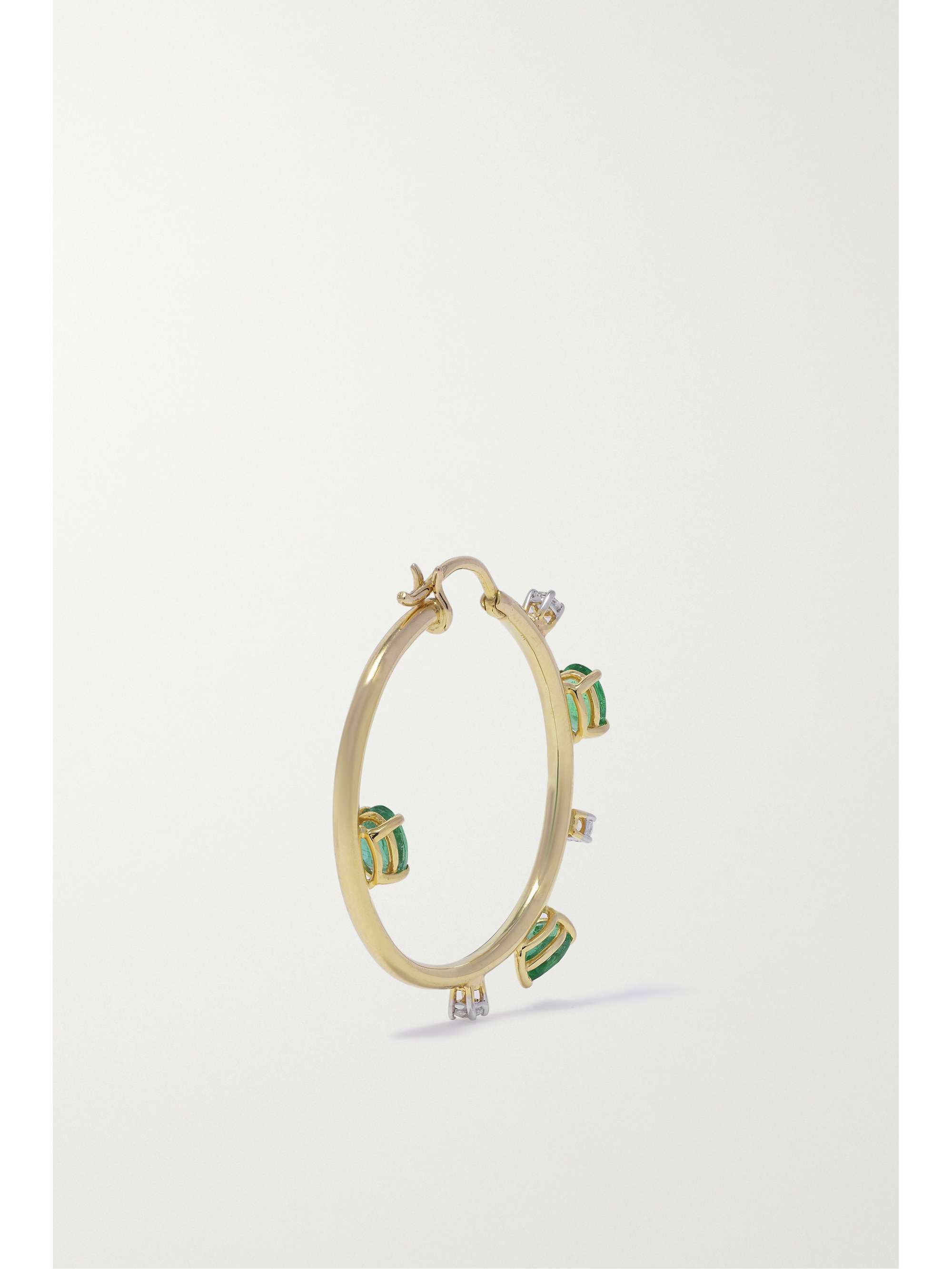 HOUSE OF MERAKI Electric mini 18-karat gold emerald and diamond hoop earrings