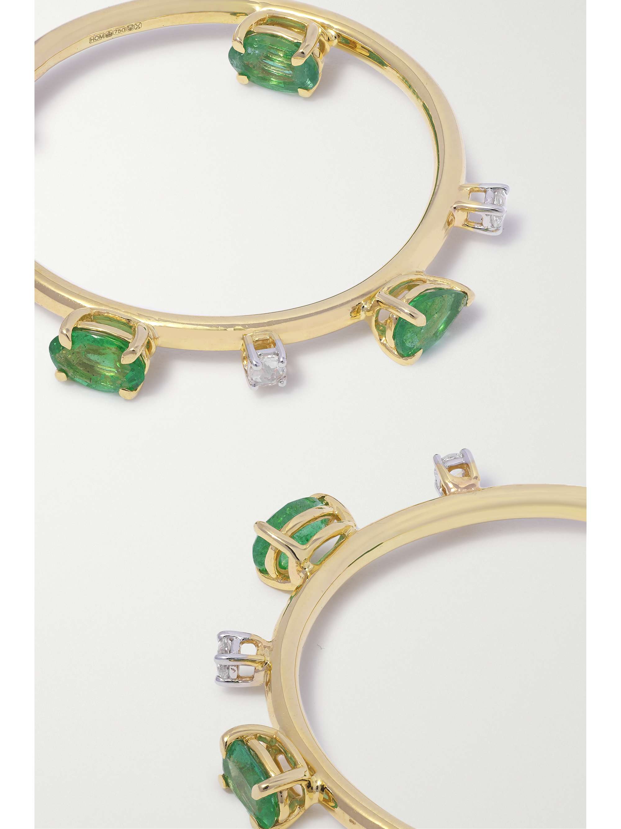 HOUSE OF MERAKI Electric mini 18-karat gold emerald and diamond hoop earrings