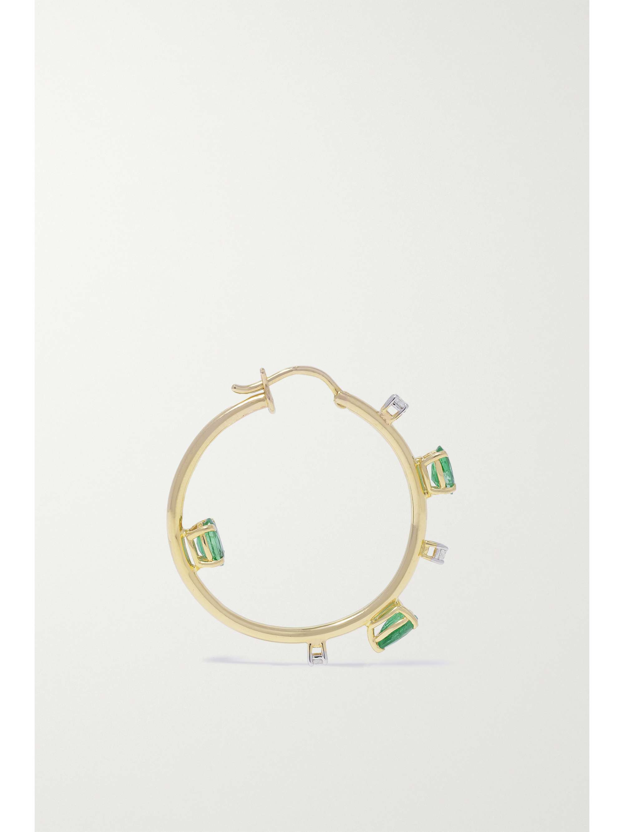 HOUSE OF MERAKI Electric mini 18-karat gold emerald and diamond hoop earrings