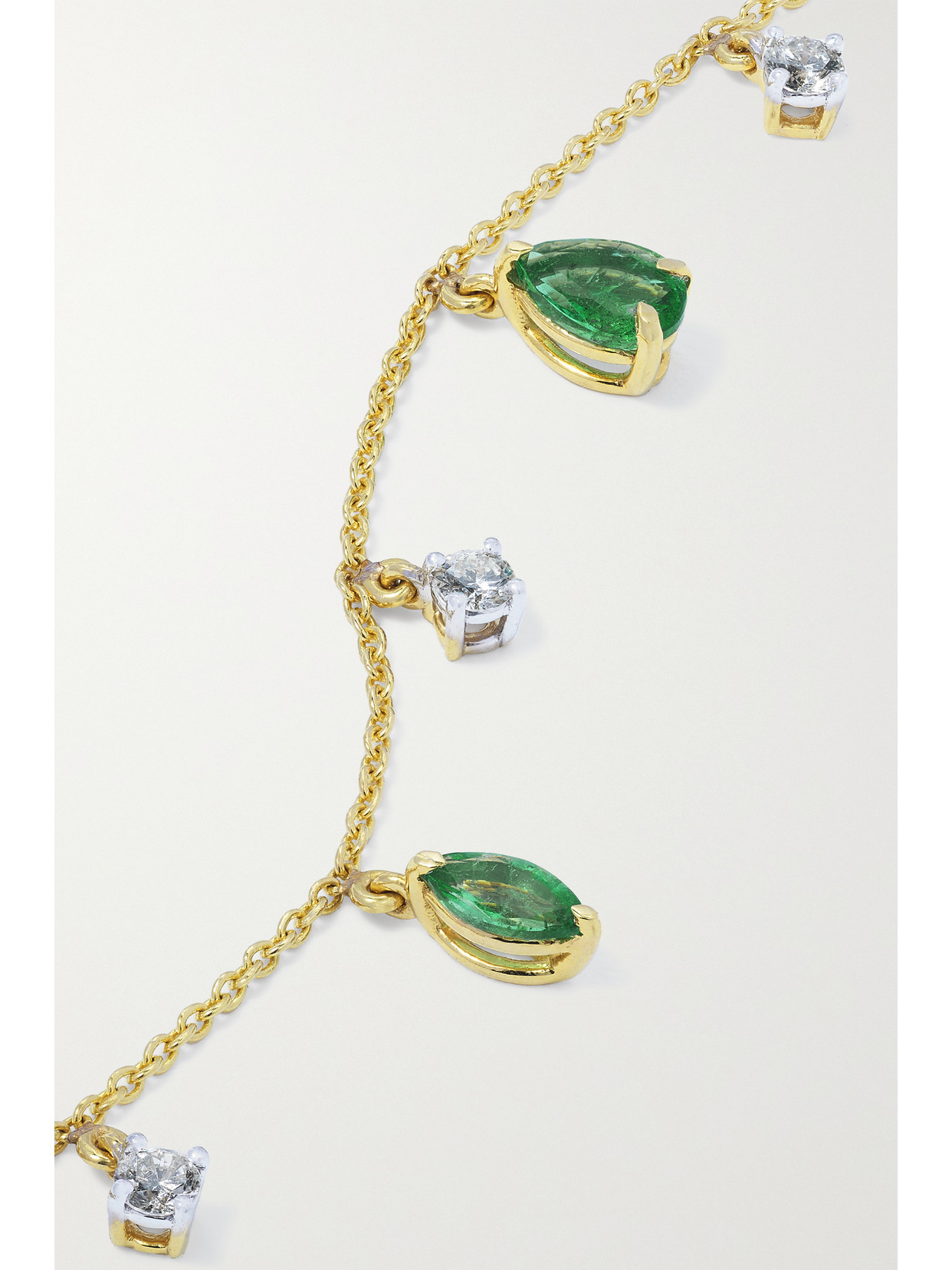 Shop House Of Meraki Vania 18-karat Gold, Emerald And Diamond Bracelet In Green