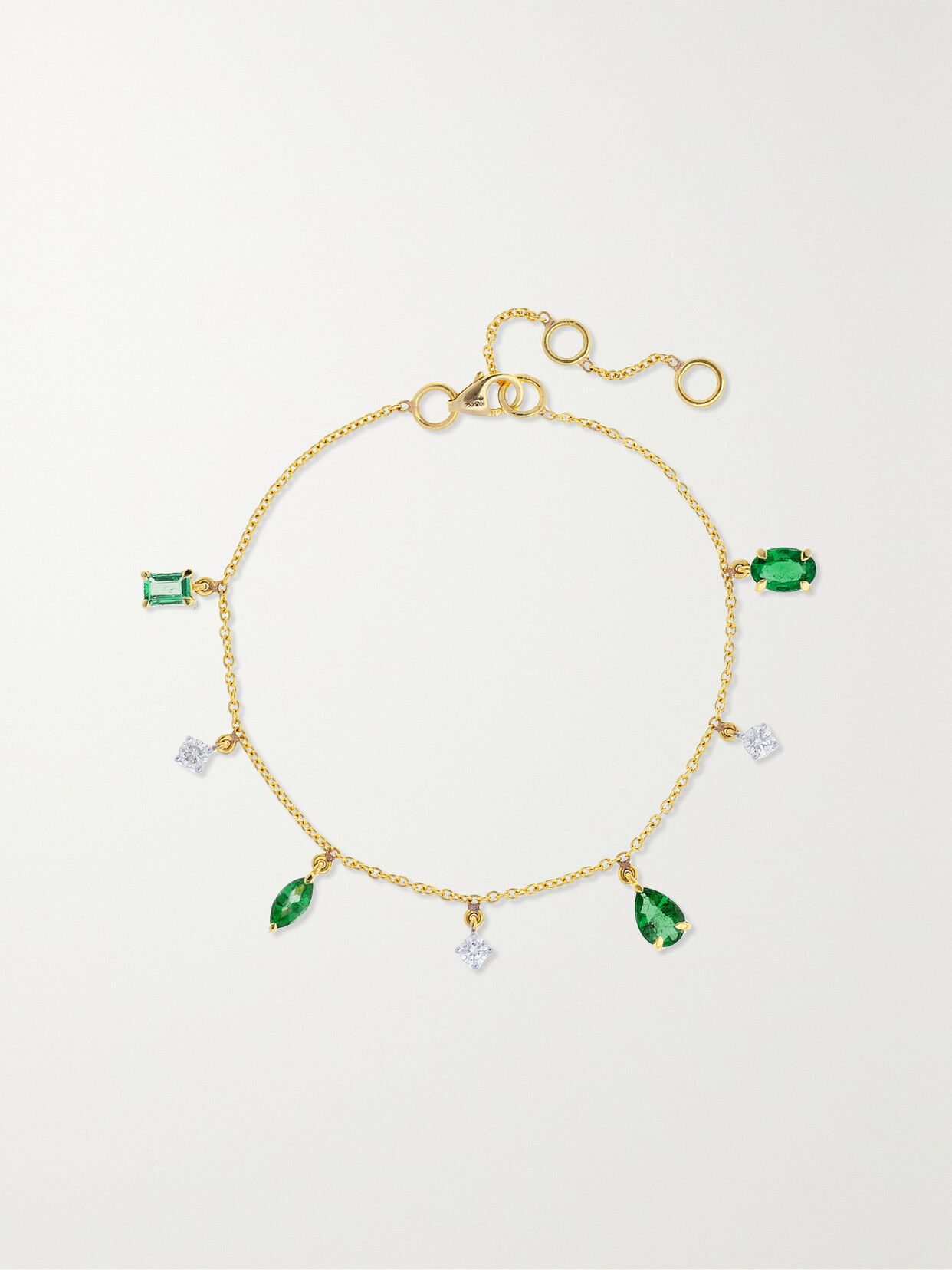 Shop House Of Meraki Vania 18-karat Gold, Emerald And Diamond Bracelet In Green