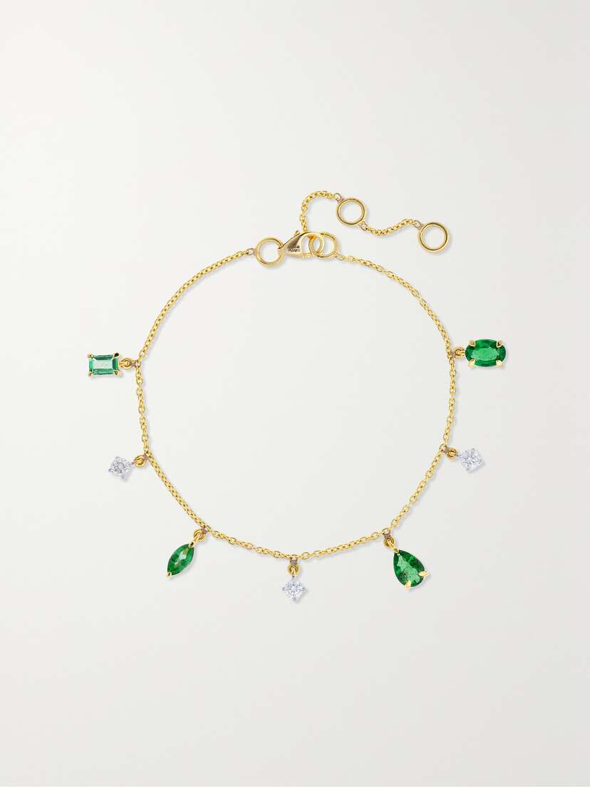 House Of Meraki Vania 18-karat Gold, Emerald And Diamond Bracelet