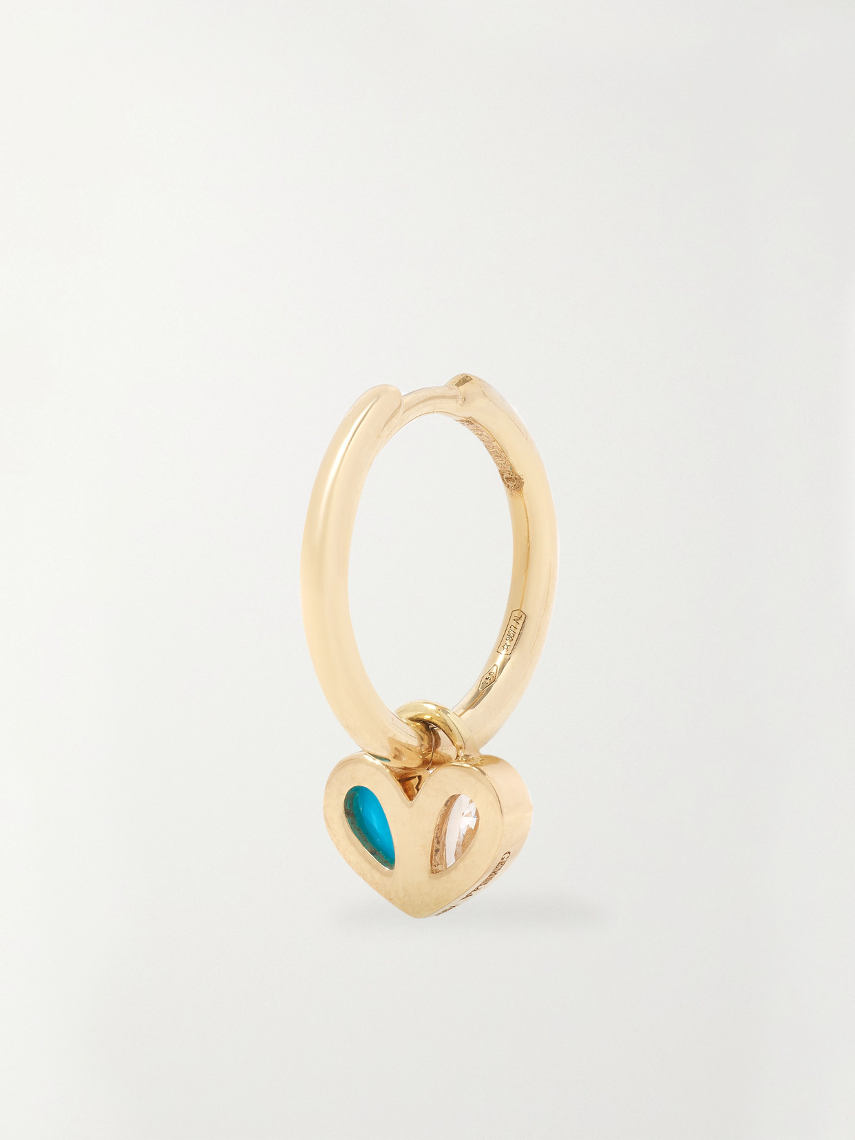 Shop Gemella Sweetheart Huggies 18-karat Gold, Turquoise And Diamond Hoop Earrings