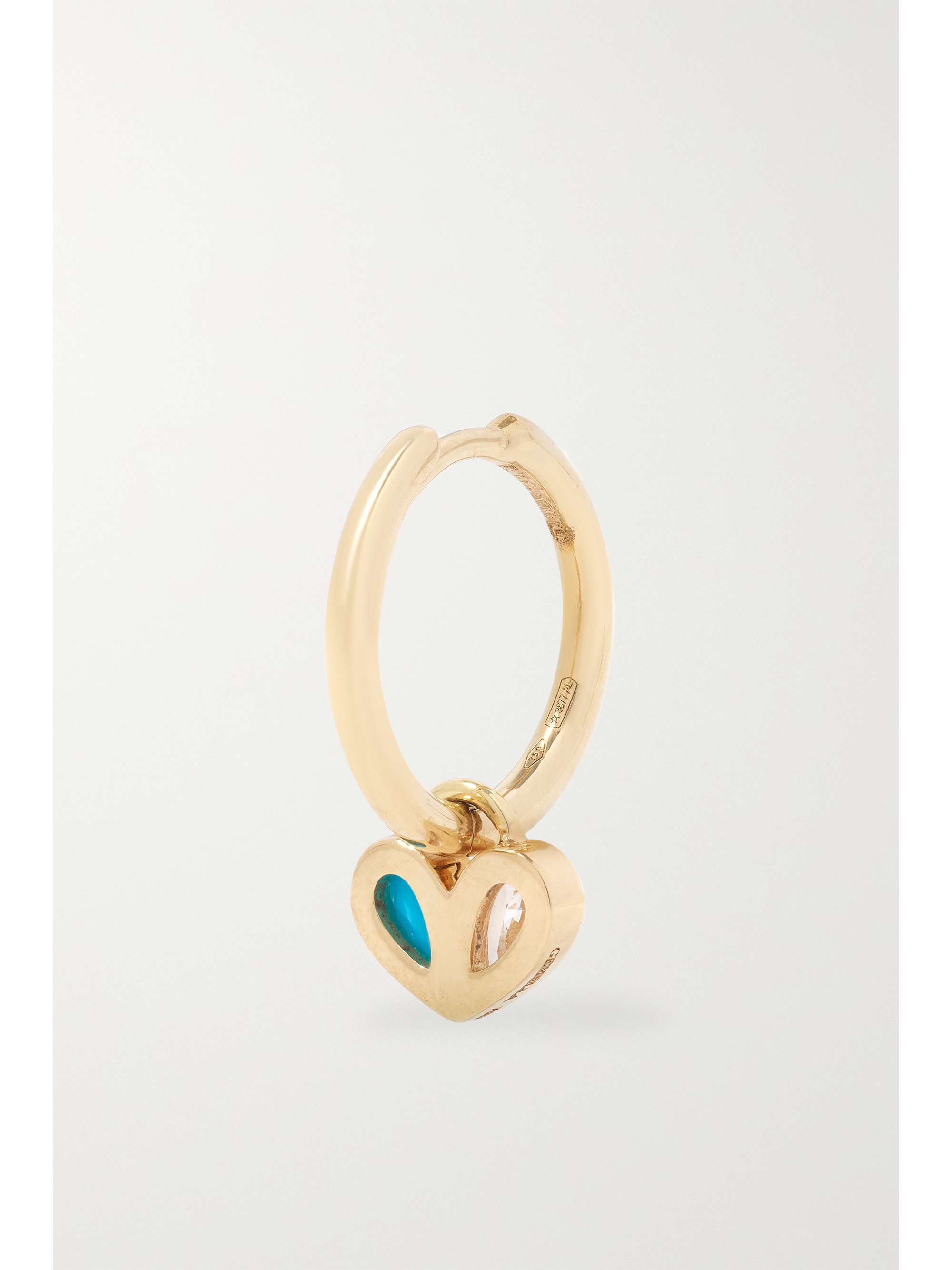 GEMELLA Sweetheart Huggies 18-karat gold, turquoise and diamond hoop earrings