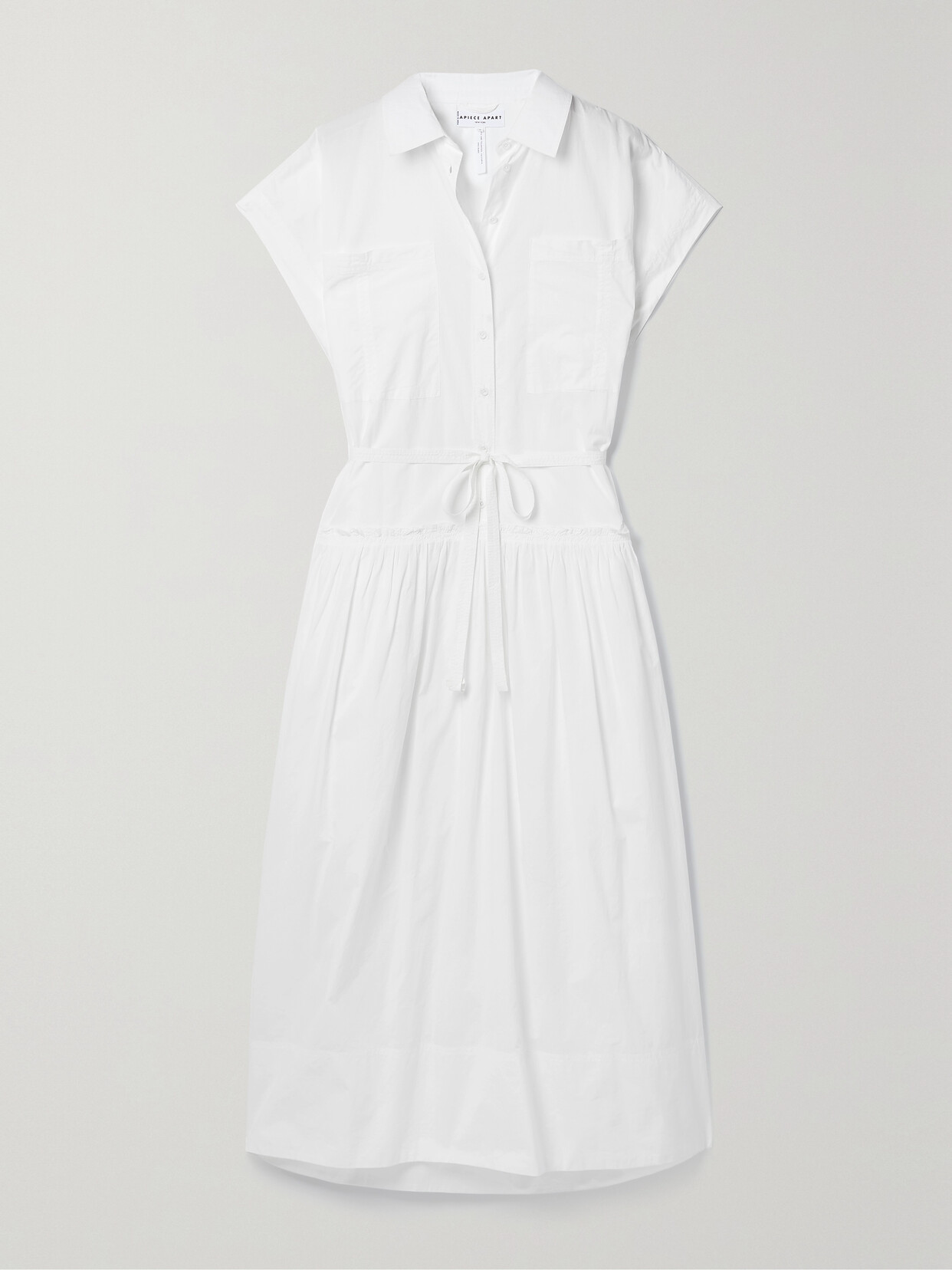 APIECE APART - Dunes Belted Gathered Cotton-voile Midi Dress - Off-white