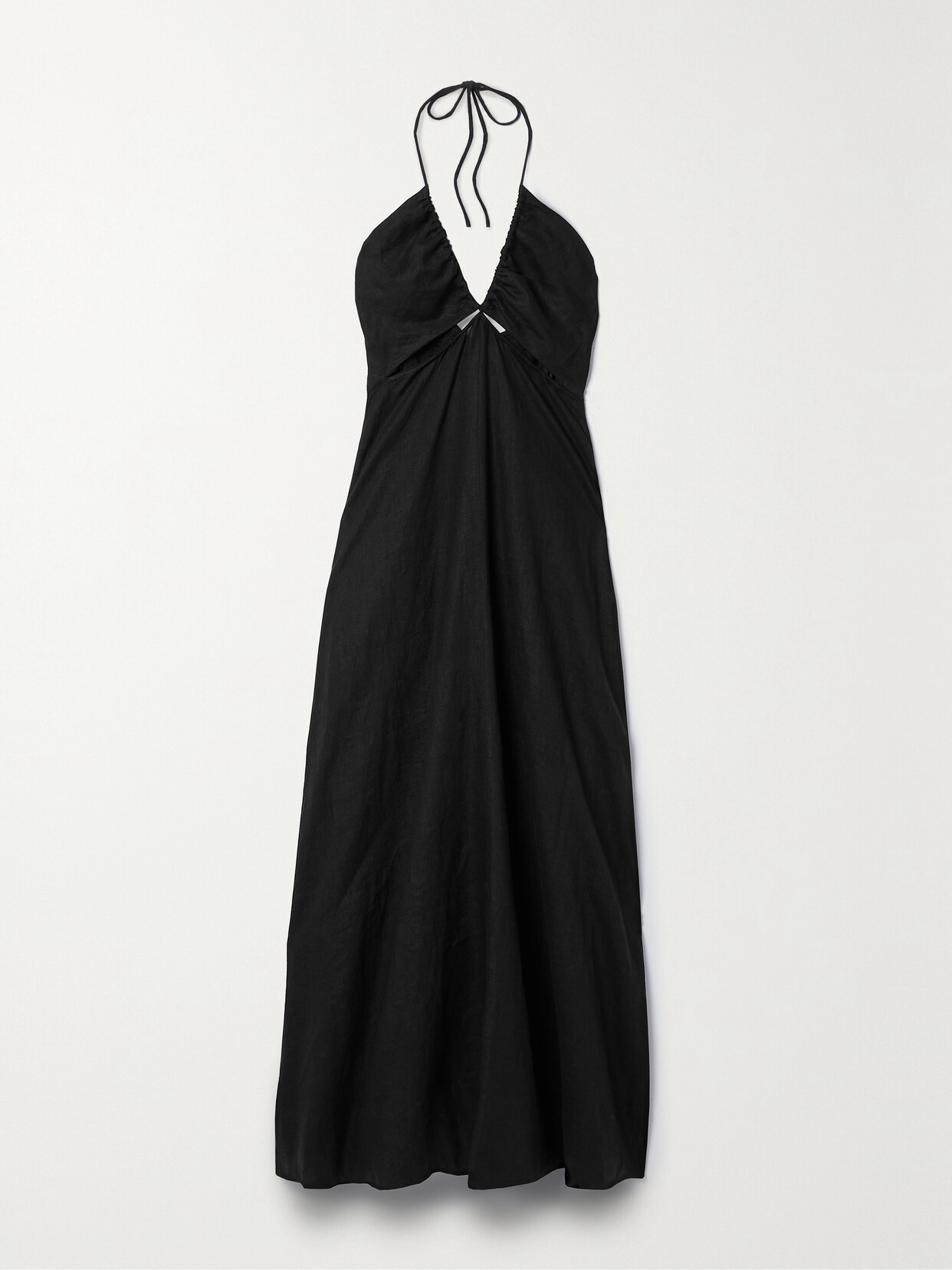 Apiece Apart Eli Cutout Linen Halter Maxi Dress In Black