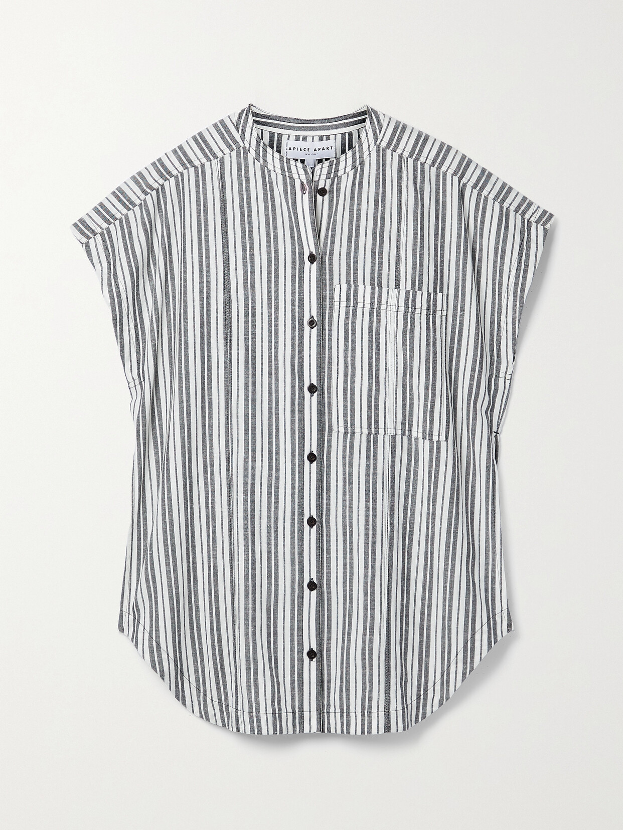 APIECE APART PIA STRIPED COTTON AND LINEN-BLEND SHIRT