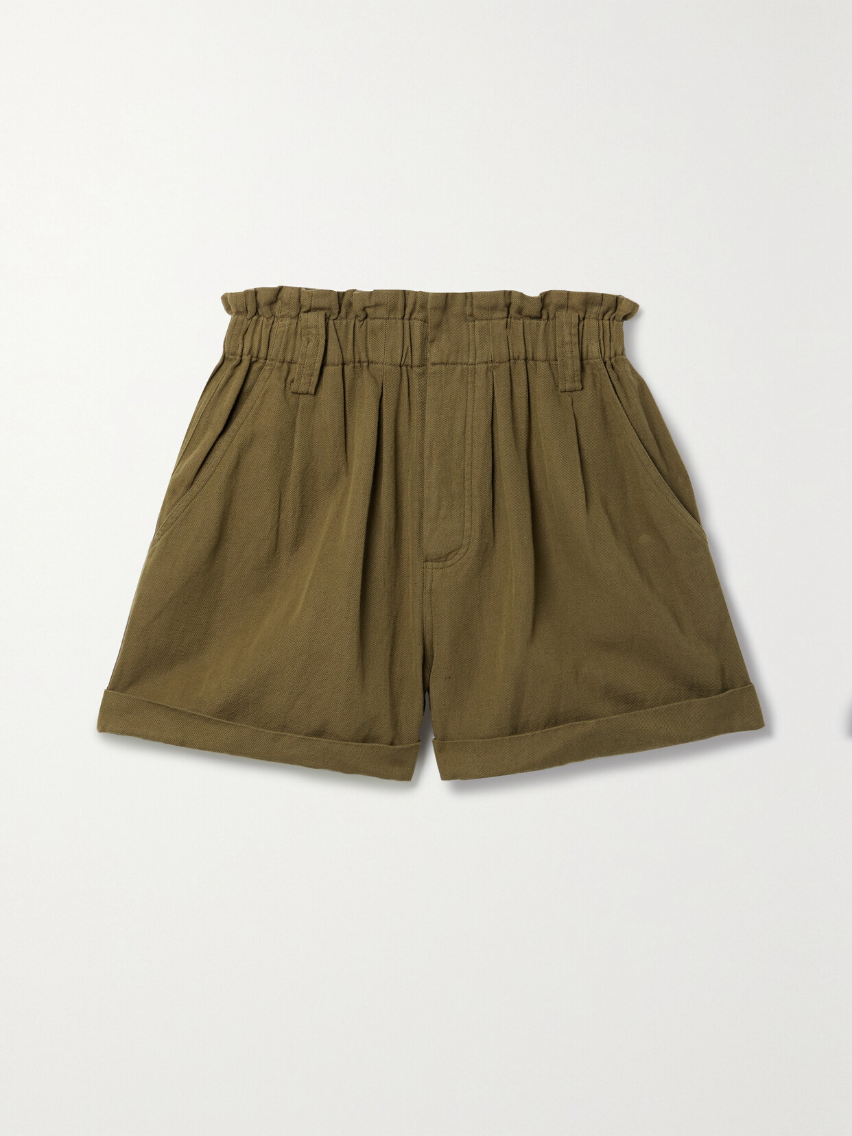 Apiece Apart Son Vida Linen And Cotton-blend Twill Shorts In Green