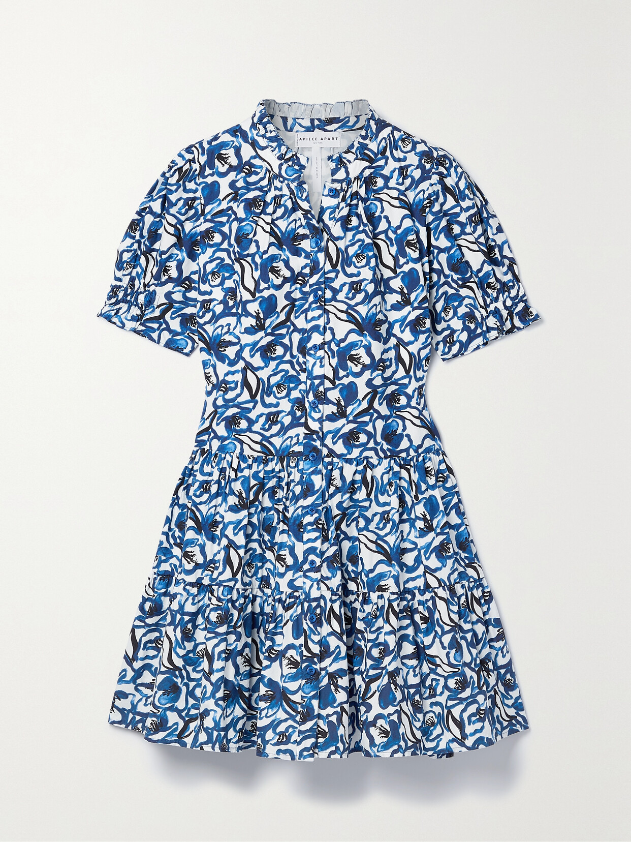 APIECE APART - Las Alturas Floral-print Cotton-poplin Mini Dress - Blue