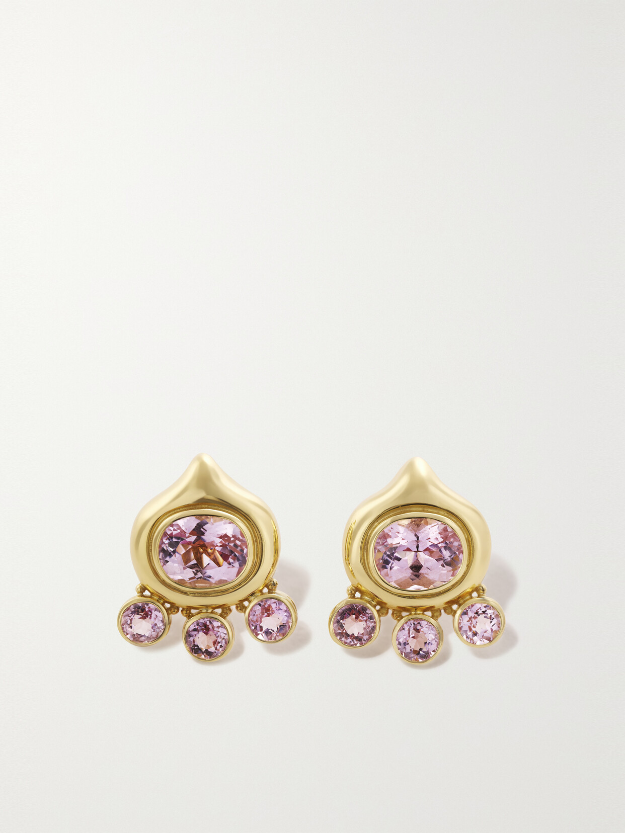 Elizabeth Gage - African Queen 18-karat Gold Kunzite Clip Earrings - Pink