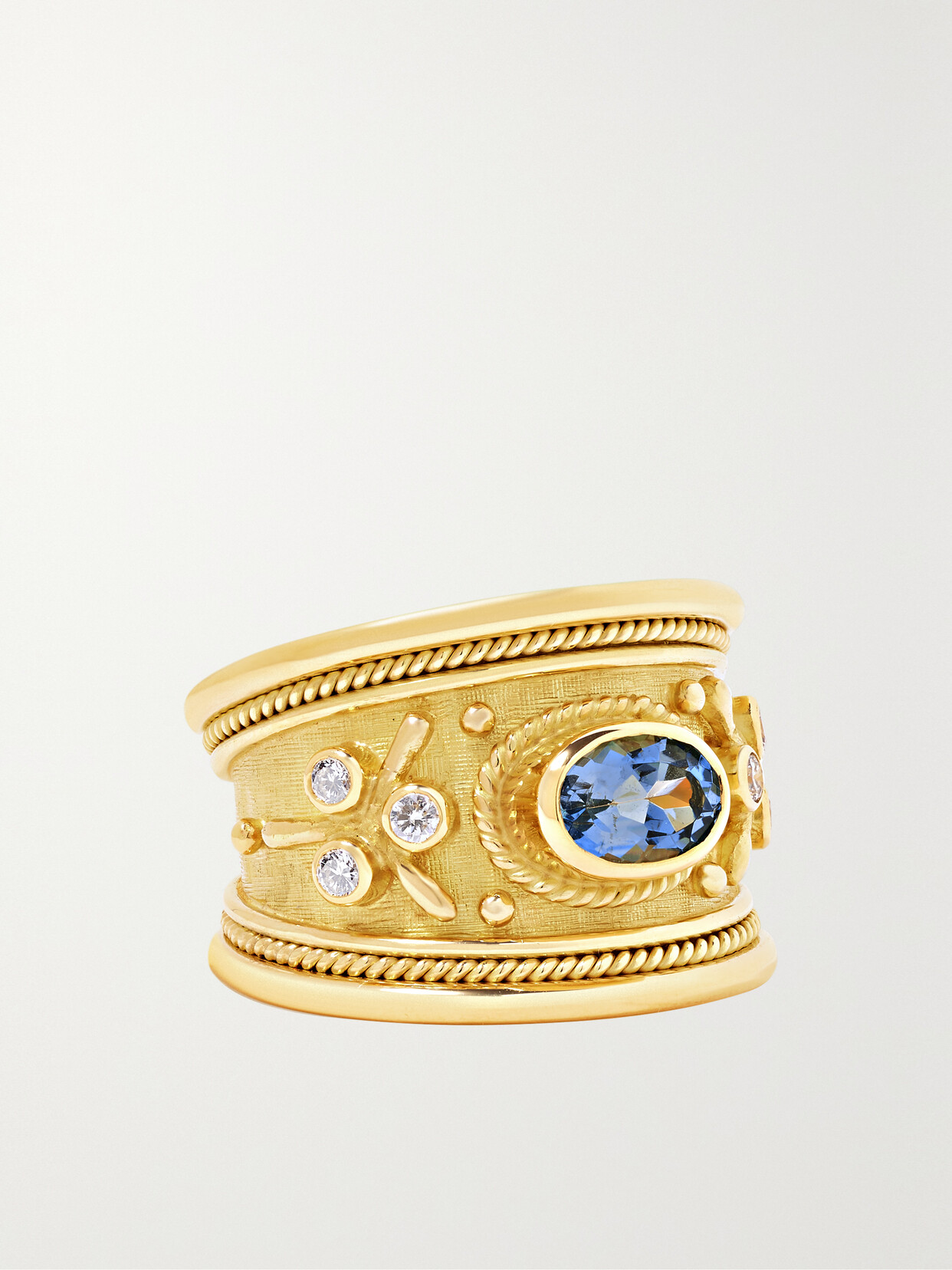 Elizabeth Gage - Tapered Templar 18-karat Gold, Aquamarine And Diamond Ring - Blue