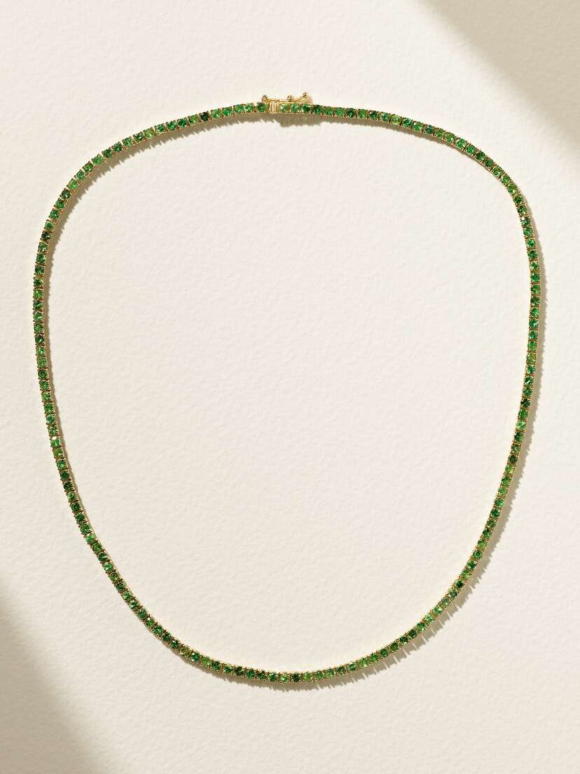 Roxanne First 14-karat Gold Tsavorite Tennis Necklace