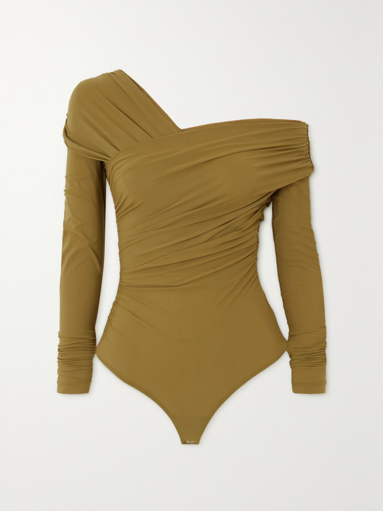 GOLDSIGN - The Fonteyn Gathered One-shoulder Stretch-jersey Bodysuit - Green