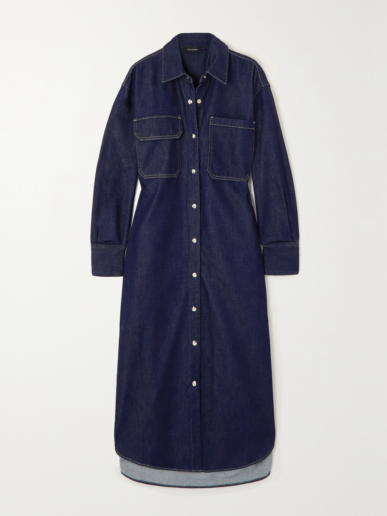 Goldsign The Scully Denim Shirt Dress In Blue