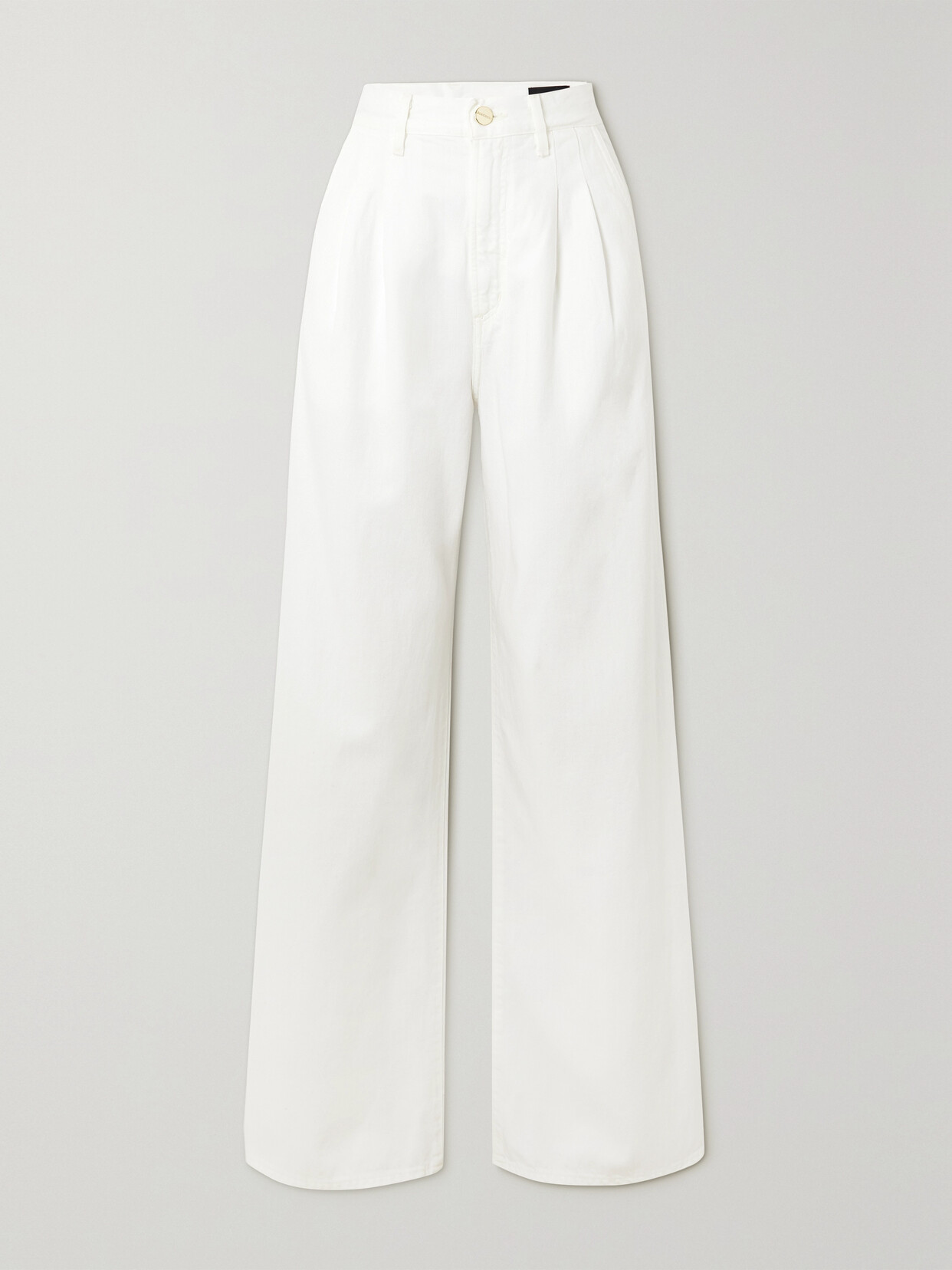 Goldsign The Edgar Pleated High-rise Wide-leg Organic Jeans In White