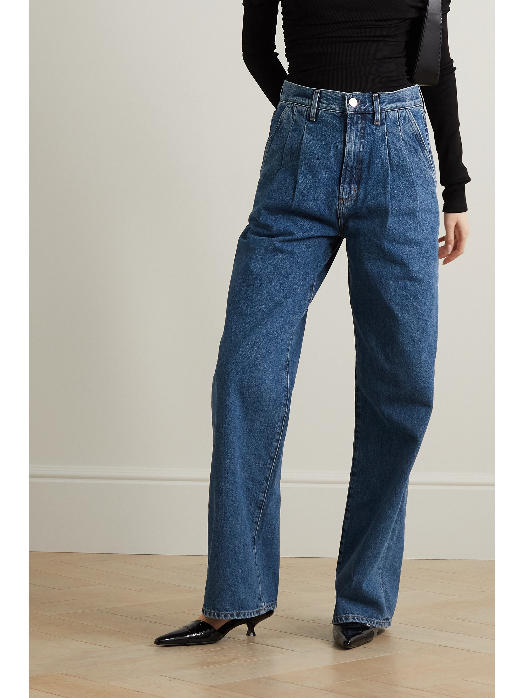 GOLDSIGN - The Edgar pleated high-rise wide-leg jeans | Plush