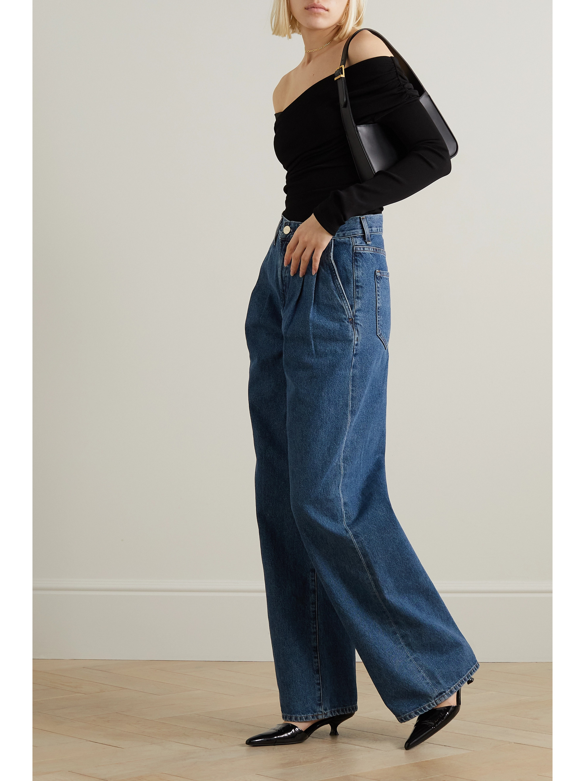 GOLDSIGN - The Edgar pleated high-rise wide-leg jeans | Plush