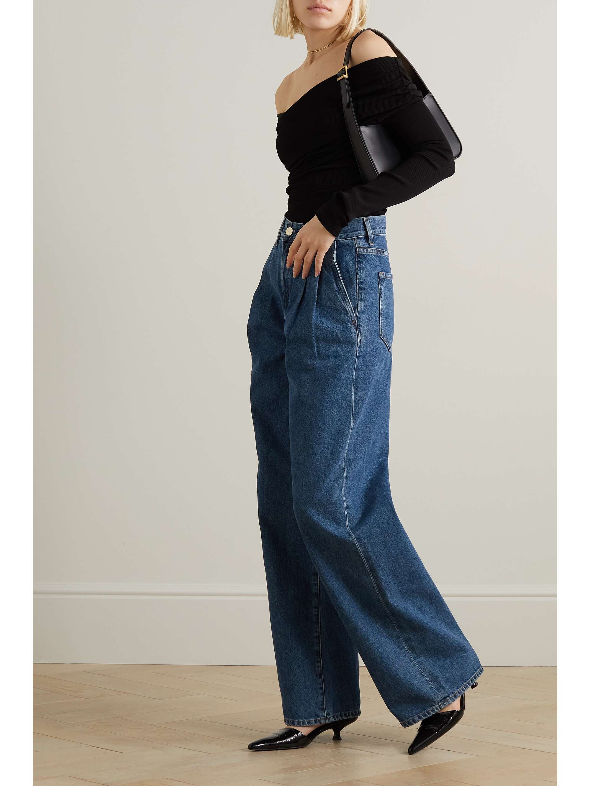 GOLDSIGN The Edgar pleated high-rise wide-leg jeans