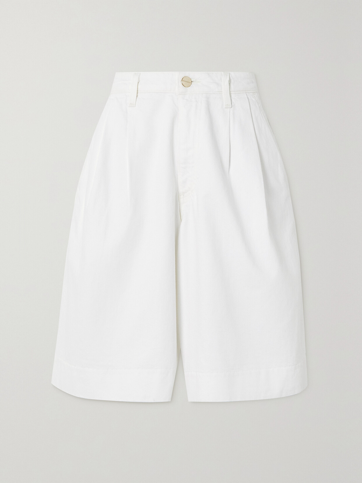 Goldsign The Scout Pleated Denim Shorts In White