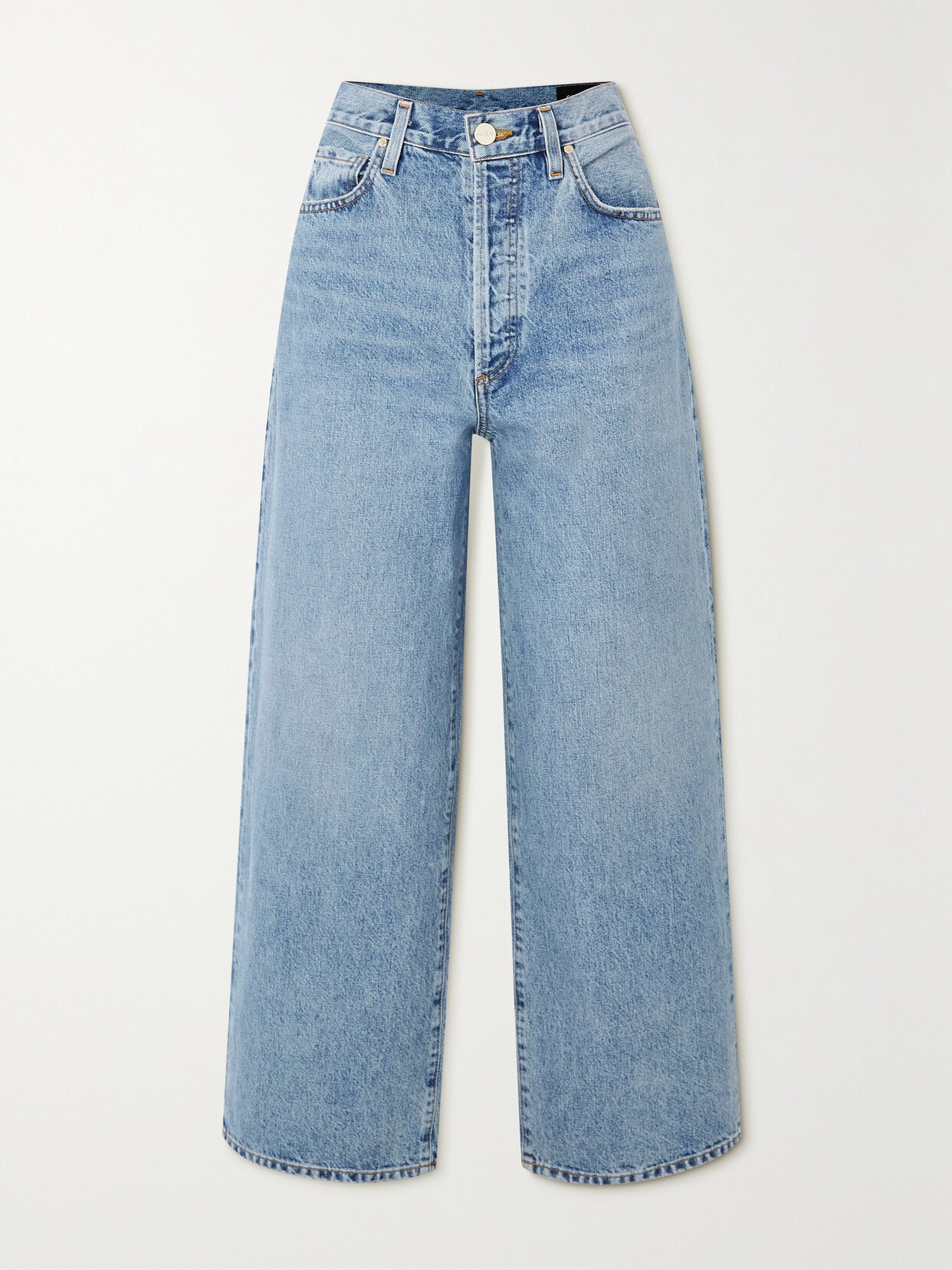 Goldsign The Storey Cropped High-rise Wide-leg Jeans In Blue