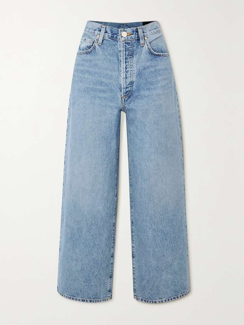 GOLDSIGN The Storey Cropped High-rise Wide-leg Jeans