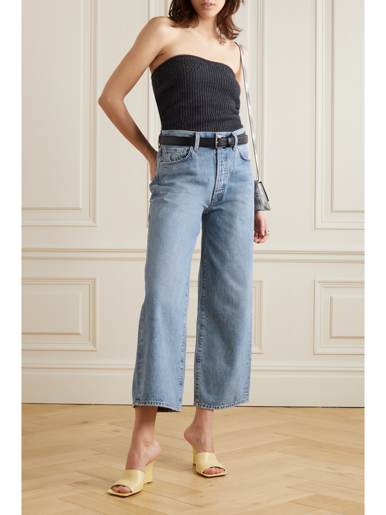 Shop Goldsign The Storey Cropped High-rise Wide-leg Jeans In Blue