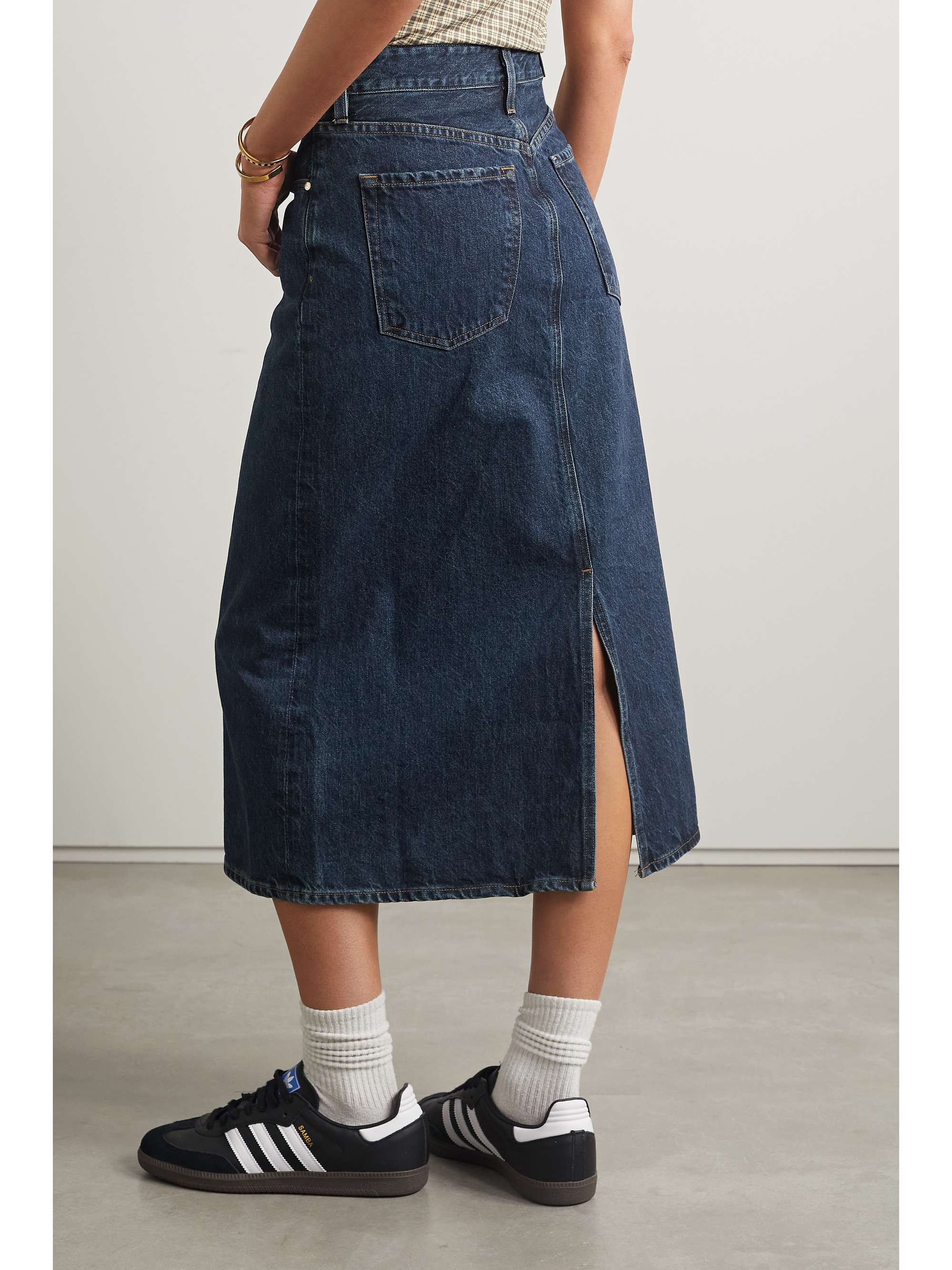 GOLDSIGN Denim midi skirt