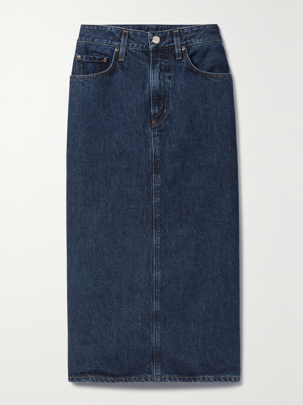 GOLDSIGN DENIM MIDI SKIRT