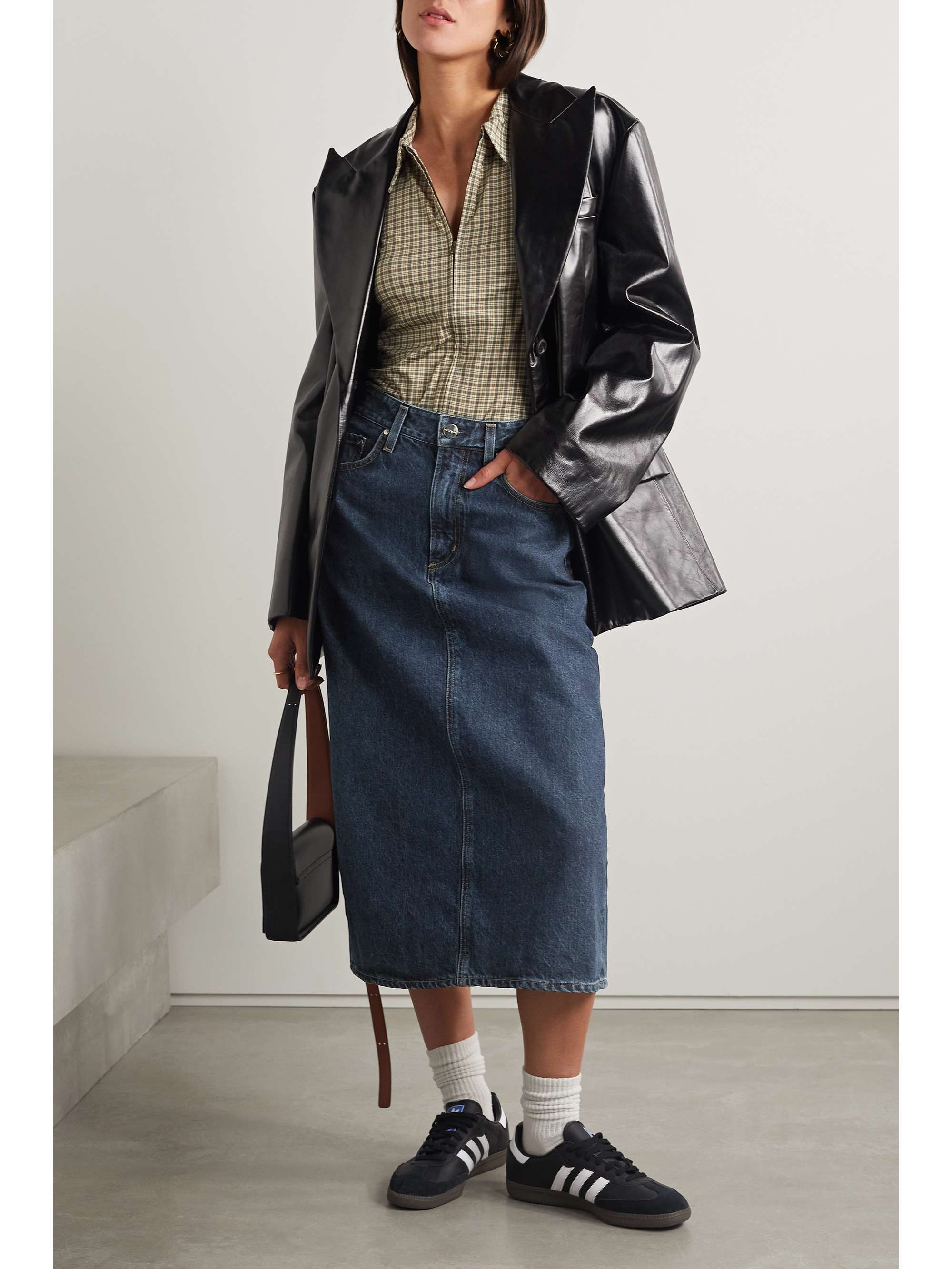 GOLDSIGN Denim midi skirt