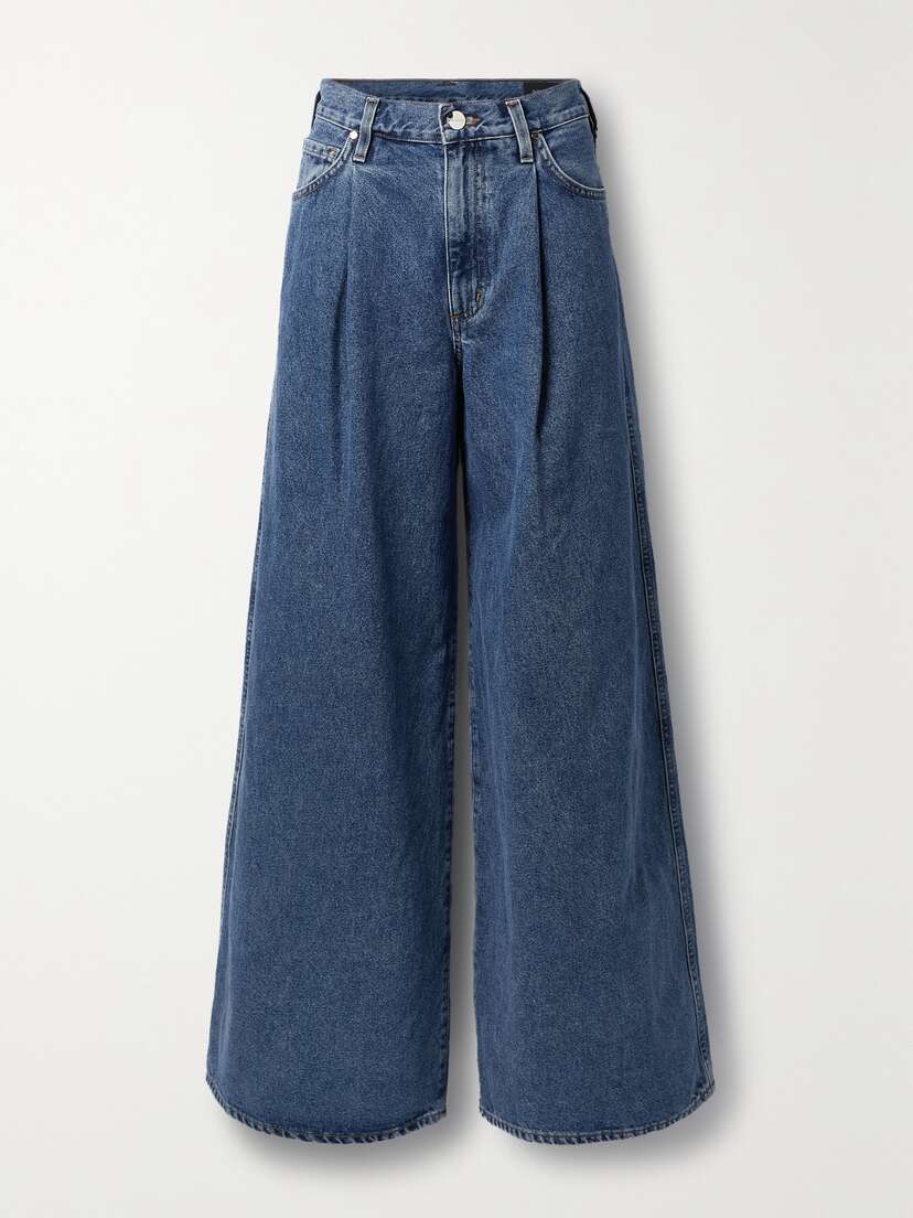 GOLDSIGN The Atticus Pleated Low-rise Wide-leg Jeans
