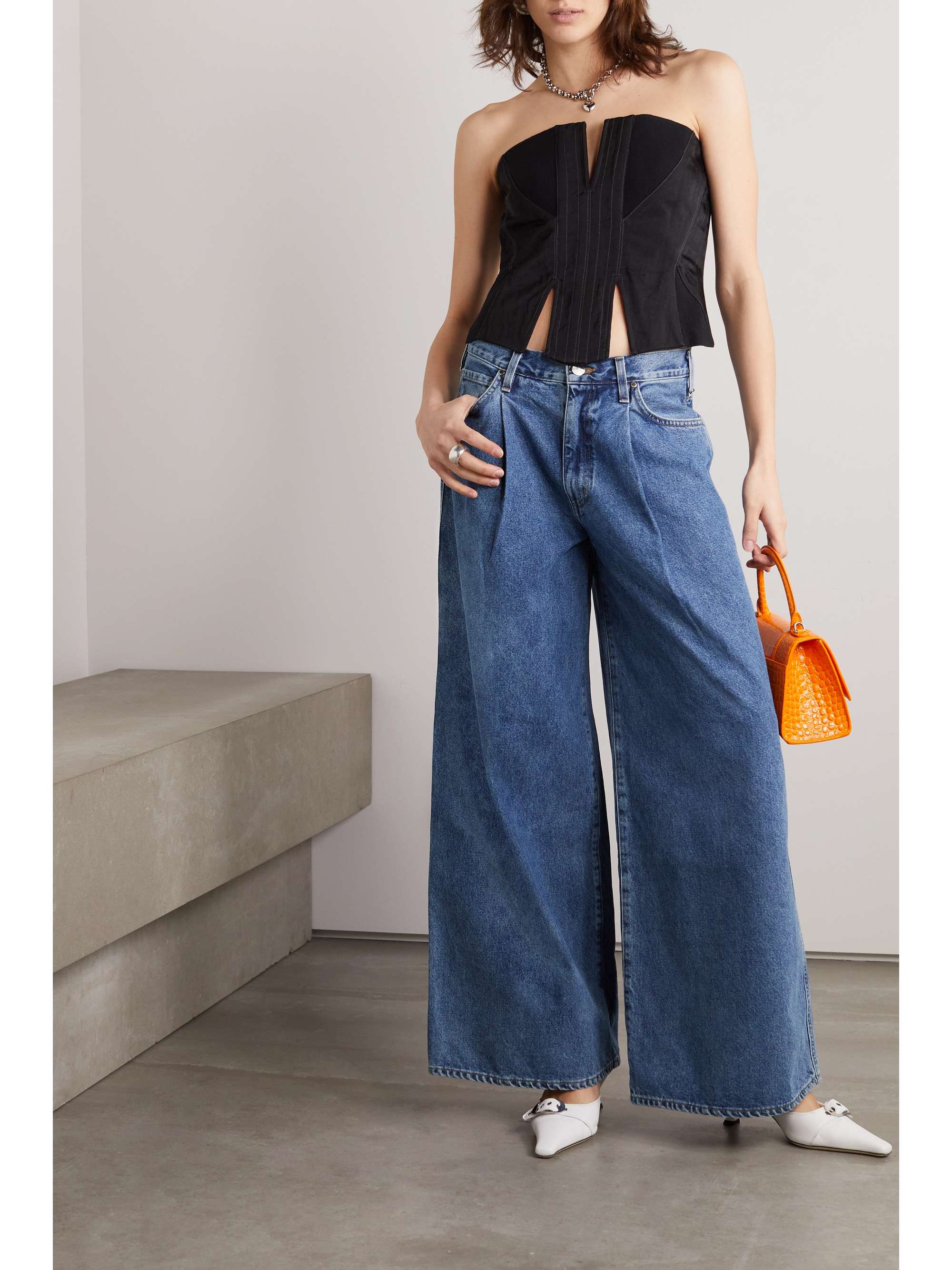 GOLDSIGN The Atticus pleated low-rise wide-leg jeans | NET-A-PORTER