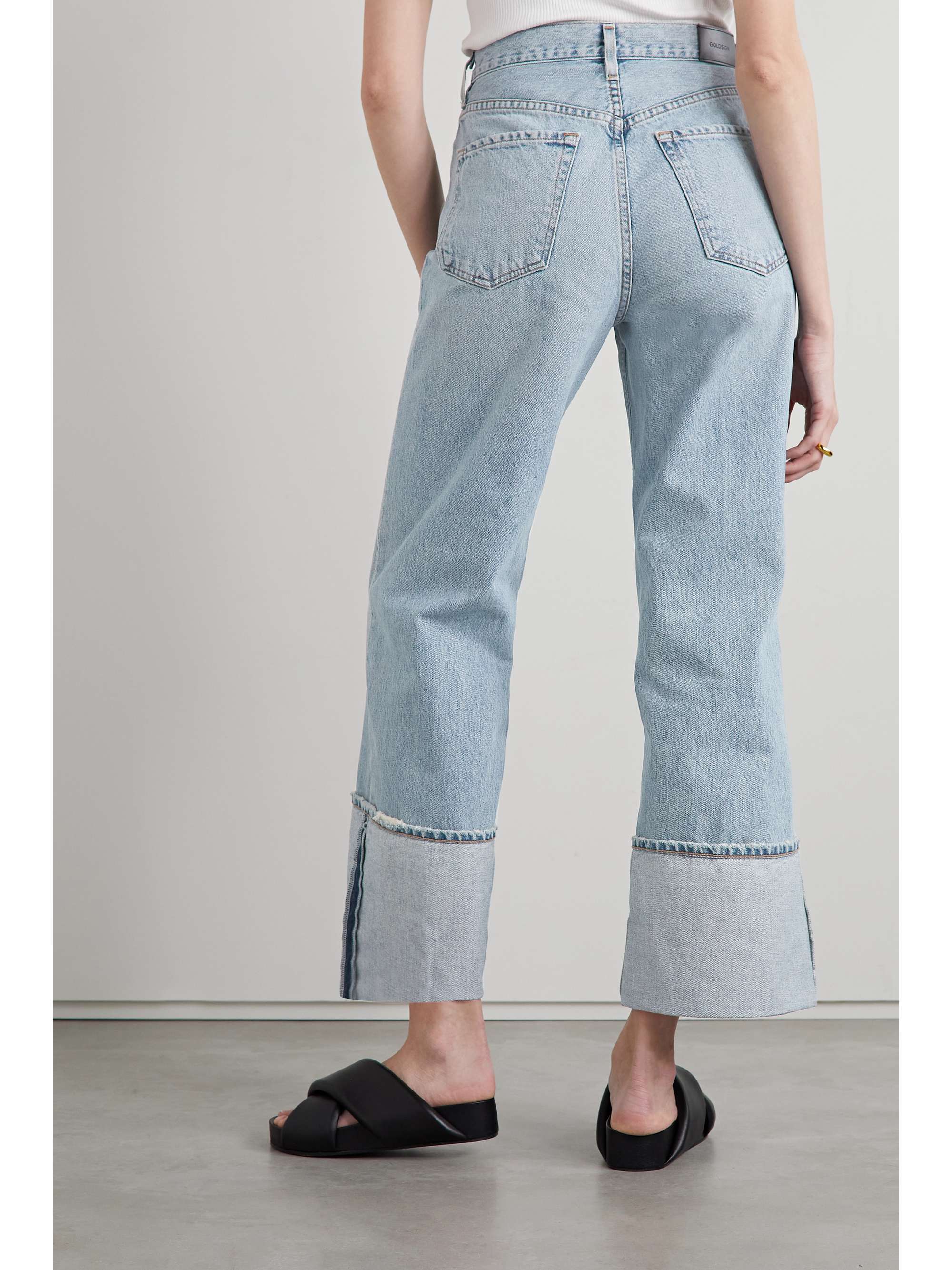 GOLDSIGN The Astley distressed high-rise wide-leg jeans