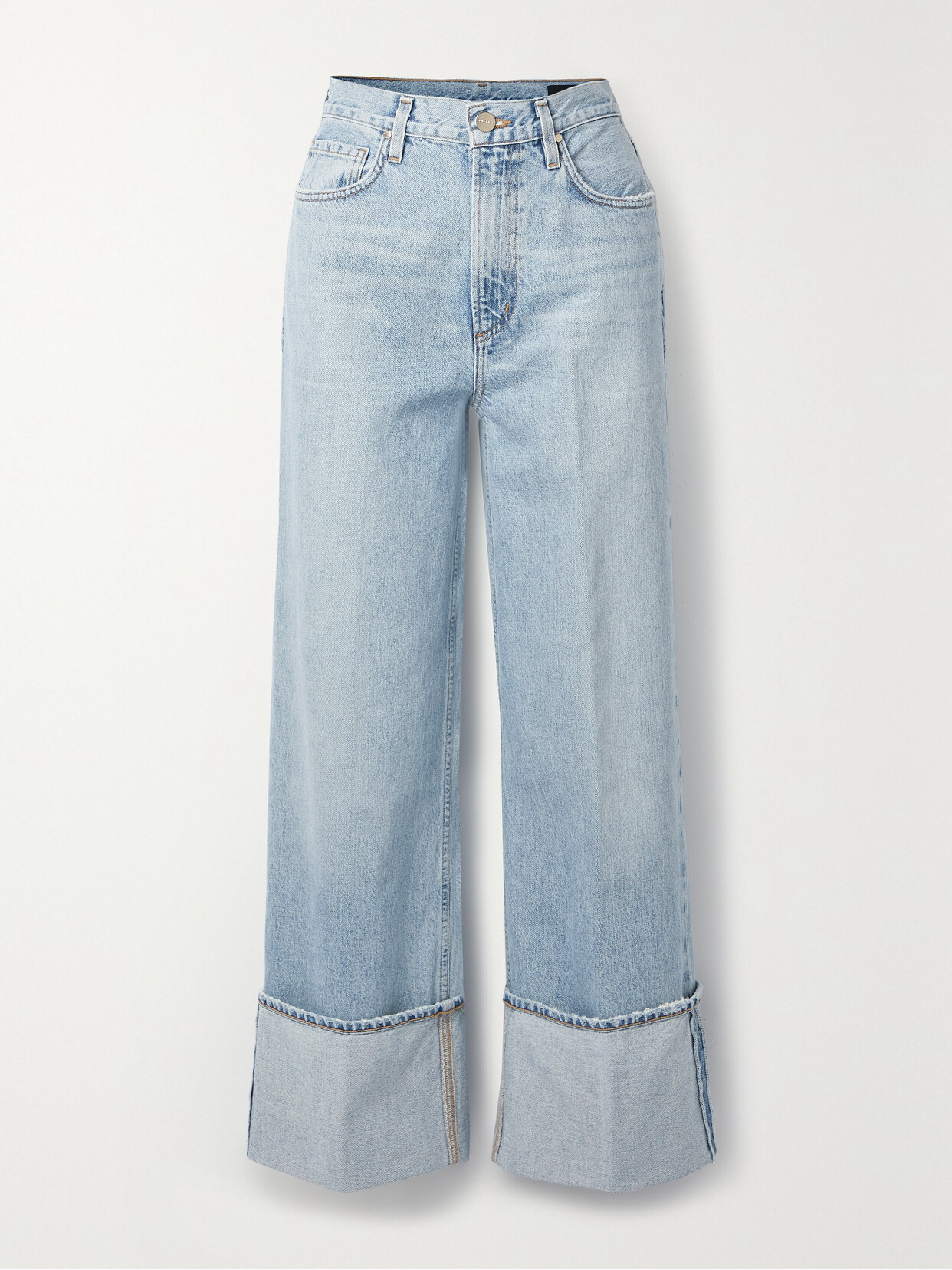 Shop Goldsign The Astley Distressed High-rise Wide-leg Jeans In Blue