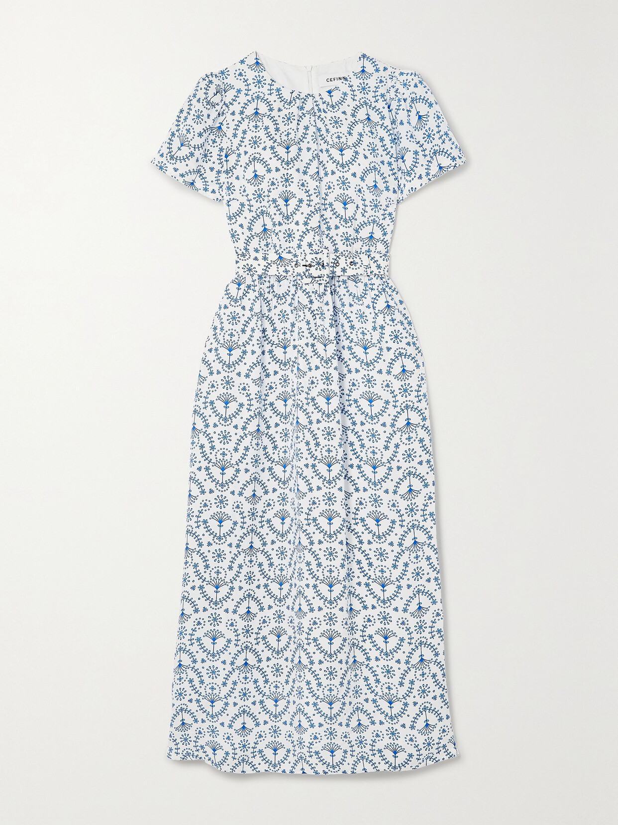 Cefinn - Nina Belted Printed Jaquard Midi Dress - Blue