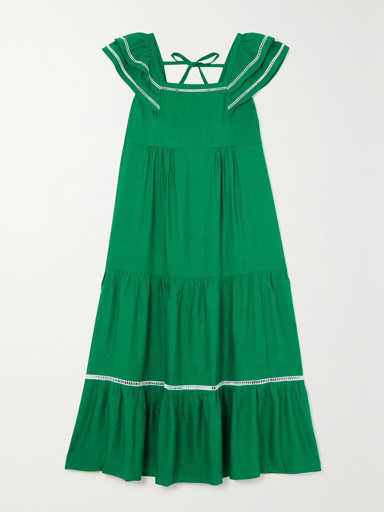 Cefinn - Bella Tiered Linen-blend Midi Dress - Green