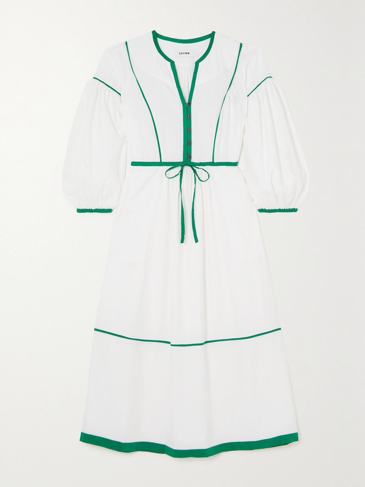 Cefinn Salone Piped Linen-blend Midi Dress