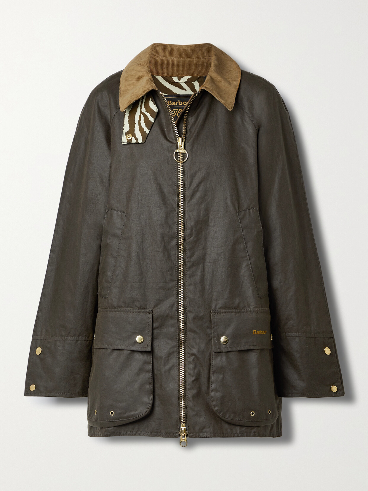 Barbour - + House Of Hackney Handley Corduroy-trimmed Waxed-cotton Jacket - Green