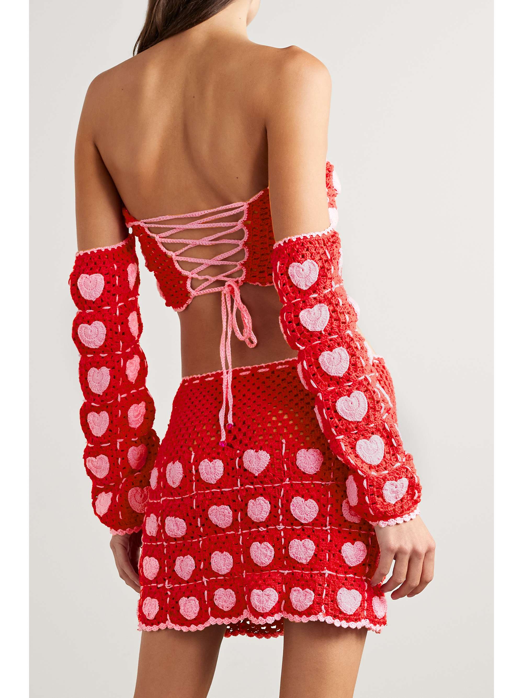 ALIX PINHO Cropped strapless crocheted cotton top