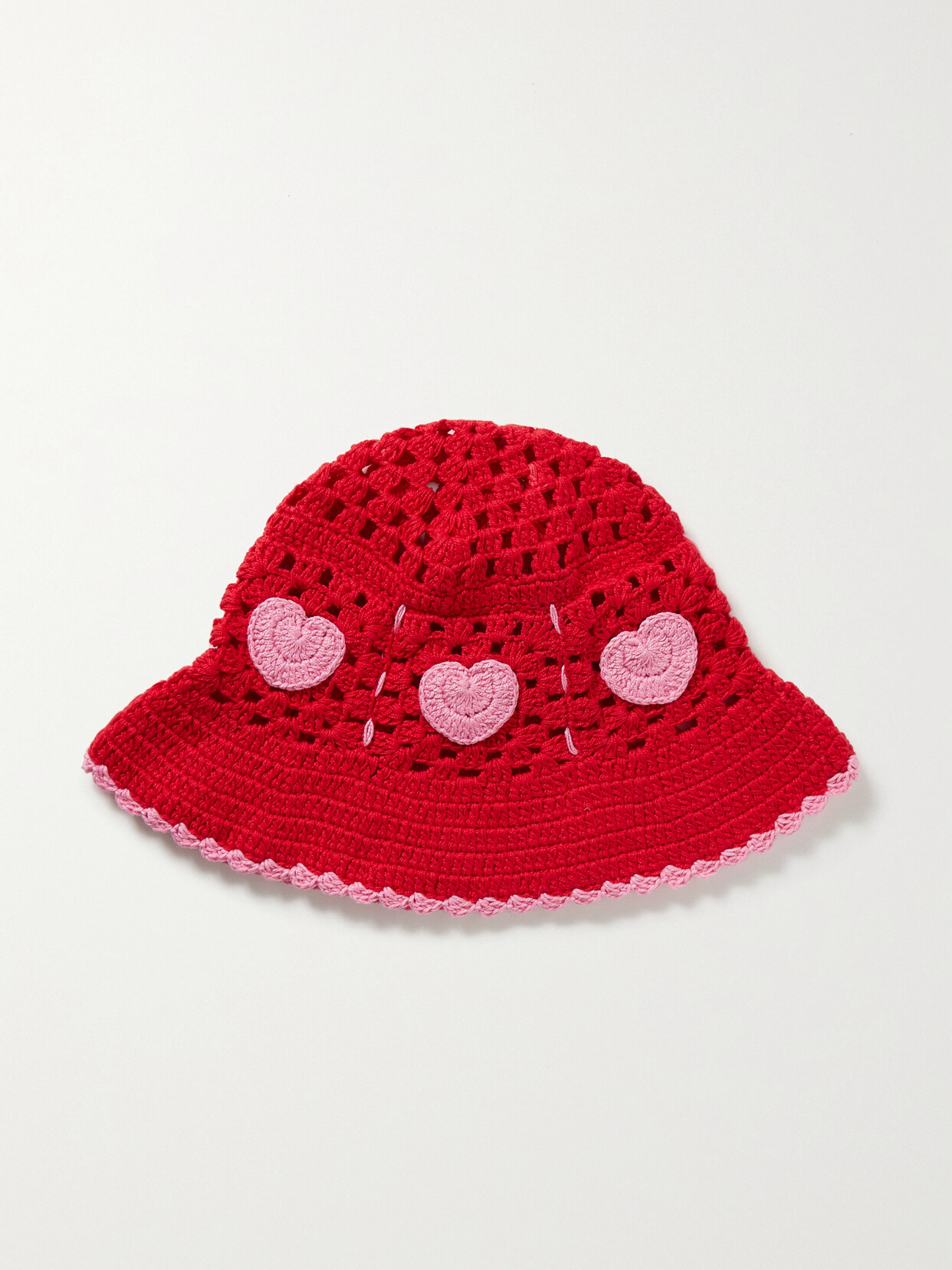 Alix Pinho Crocheted Cotton Bucket Hat In Red