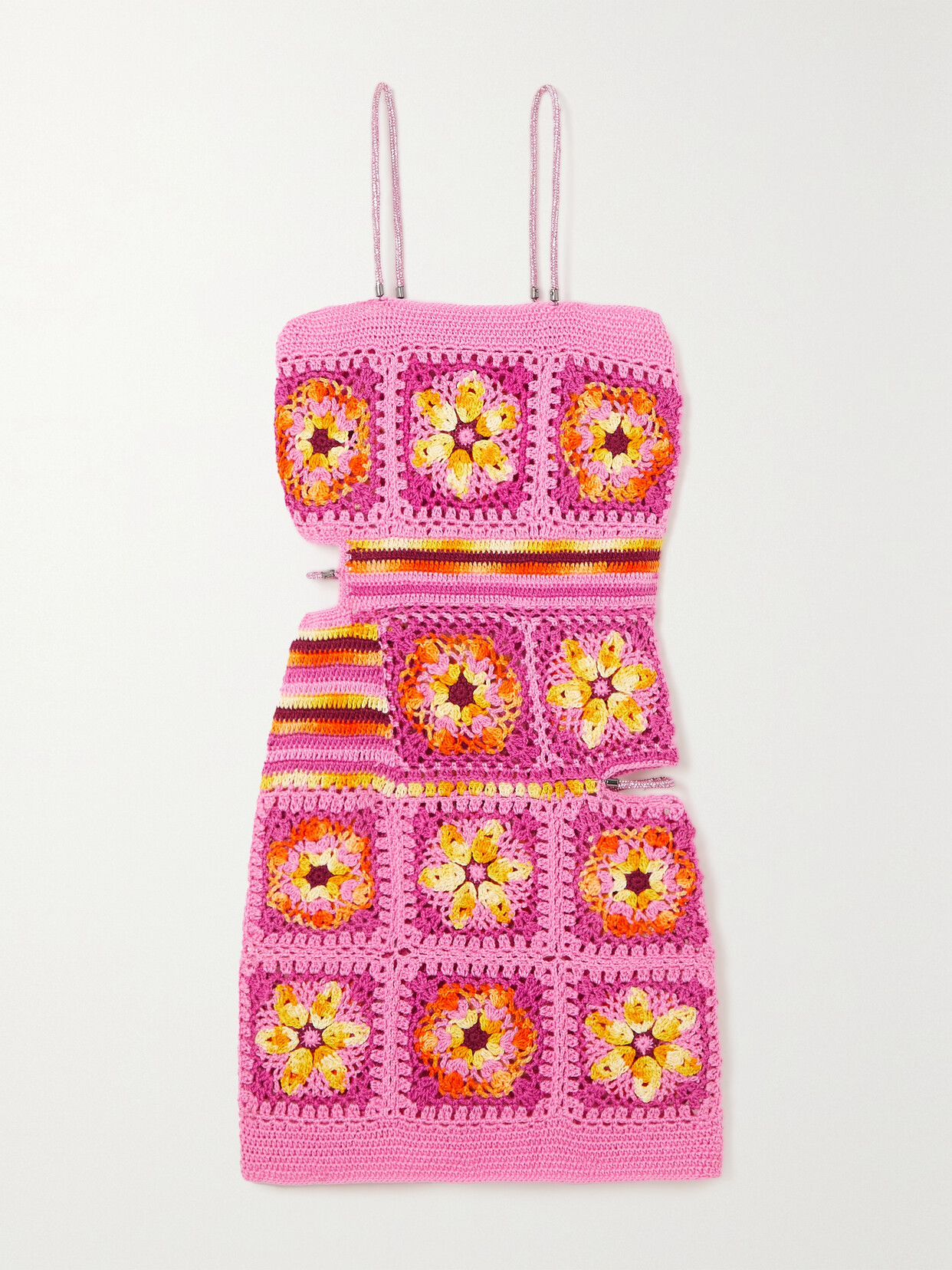 Alix Pinho Cutout Crocheted Cotton Mini Dress In Pink