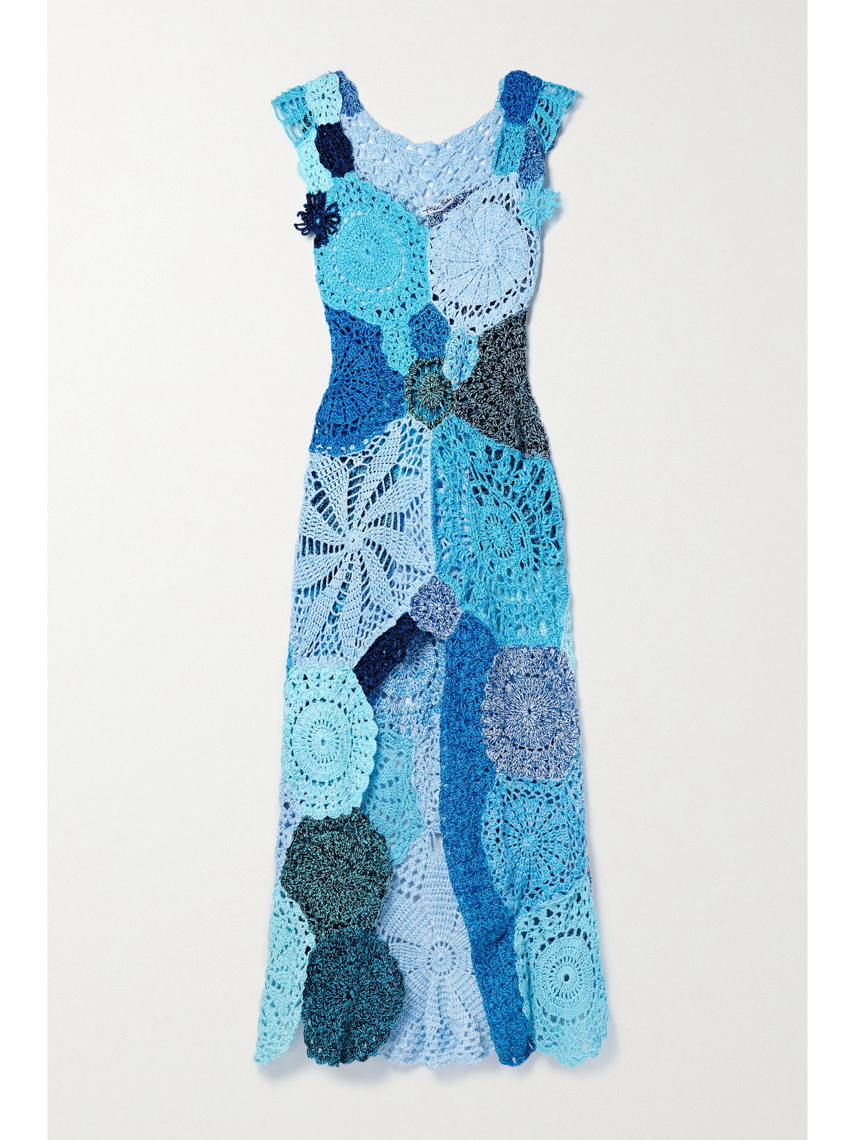 Alix Pinho - Crocheted Cotton Midi Dress - Blue