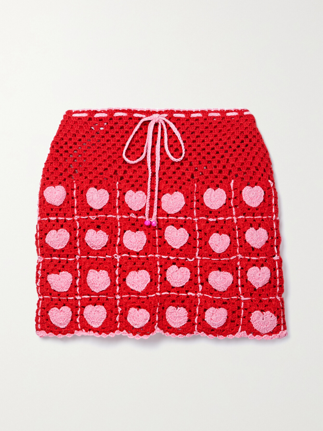 Alix Pinho Crocheted Cotton Mini Skirt In Red