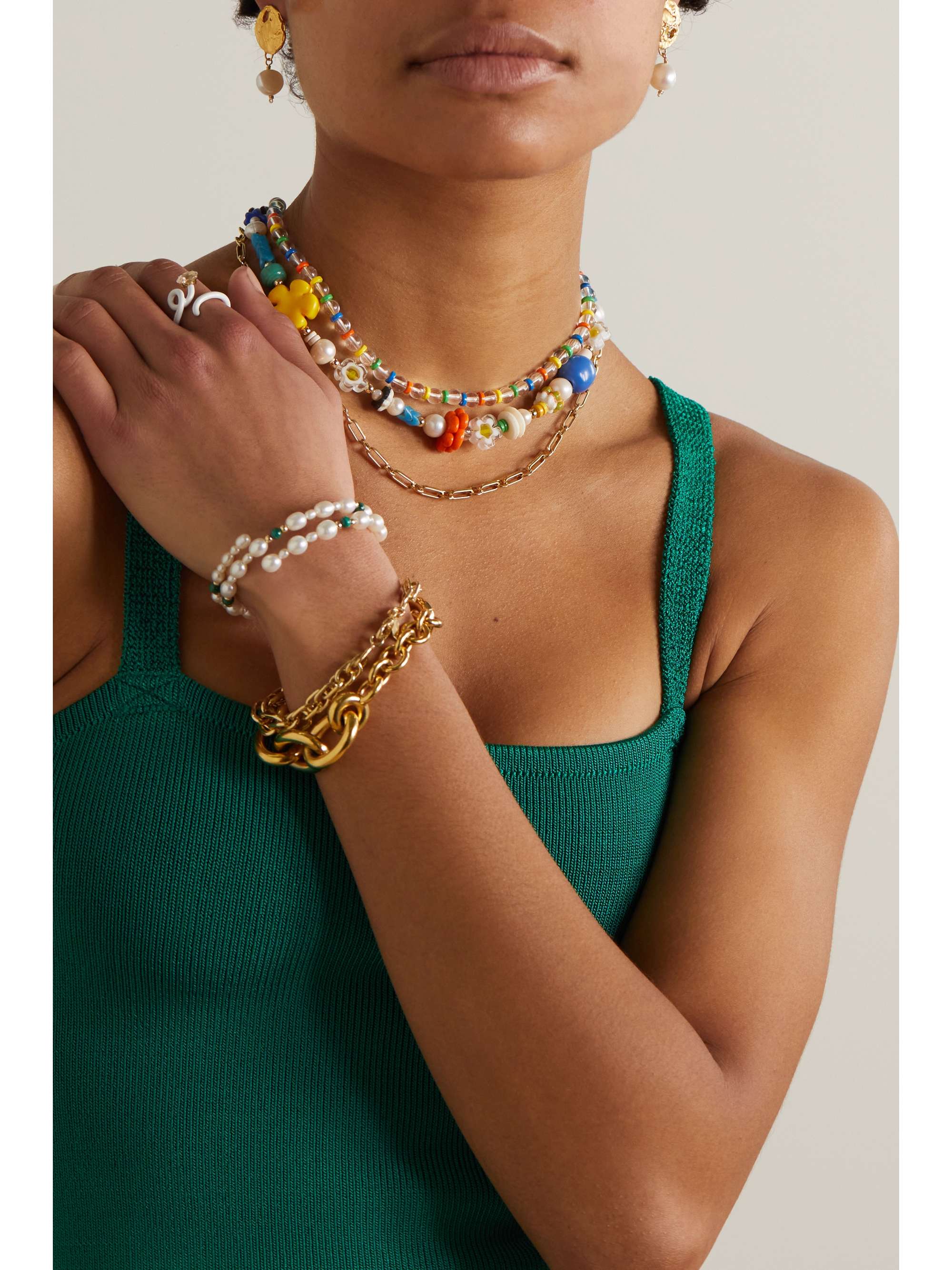 ÉLIOU Dale gold-plated, quartz and enamel necklace