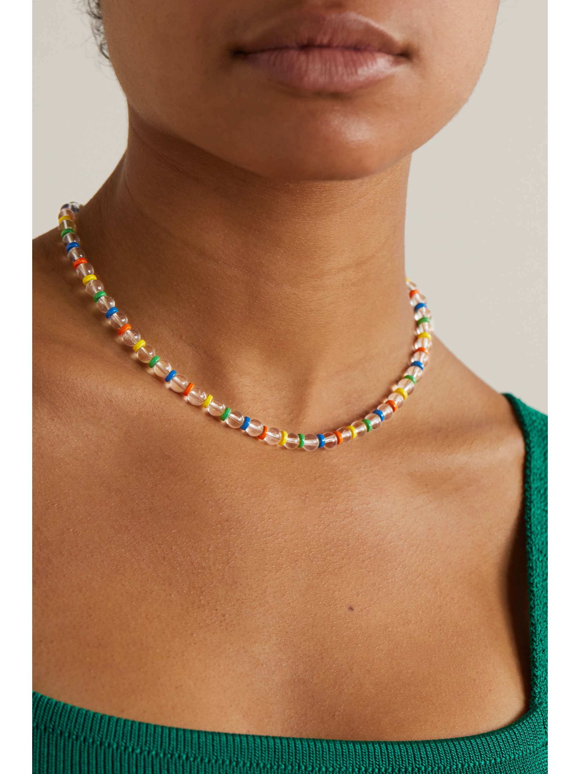 ÉLIOU Dale gold-plated, quartz and enamel necklace | NET-A-PORTER