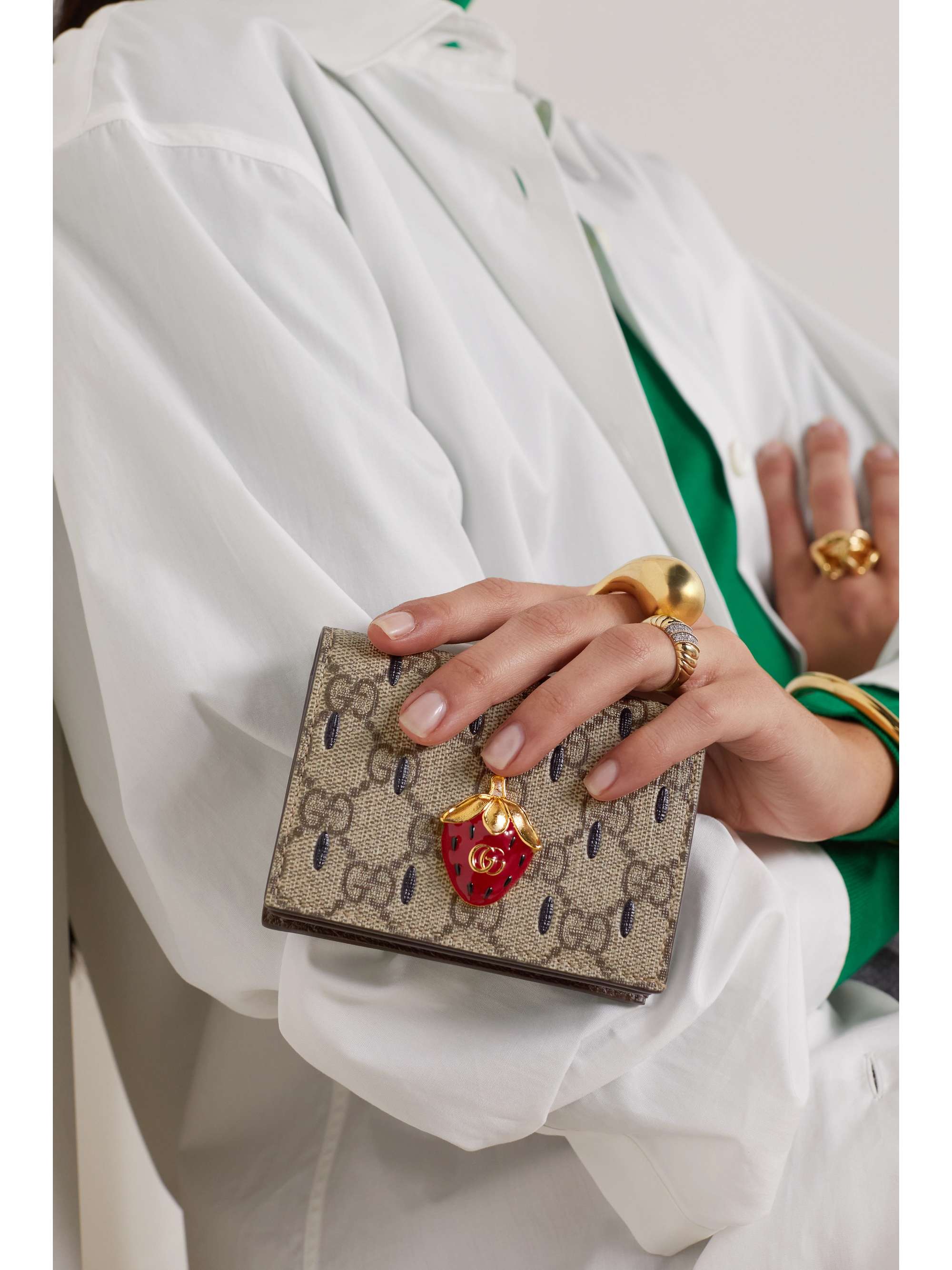GUCCI Fresa printed coated-canvas and leather wallet