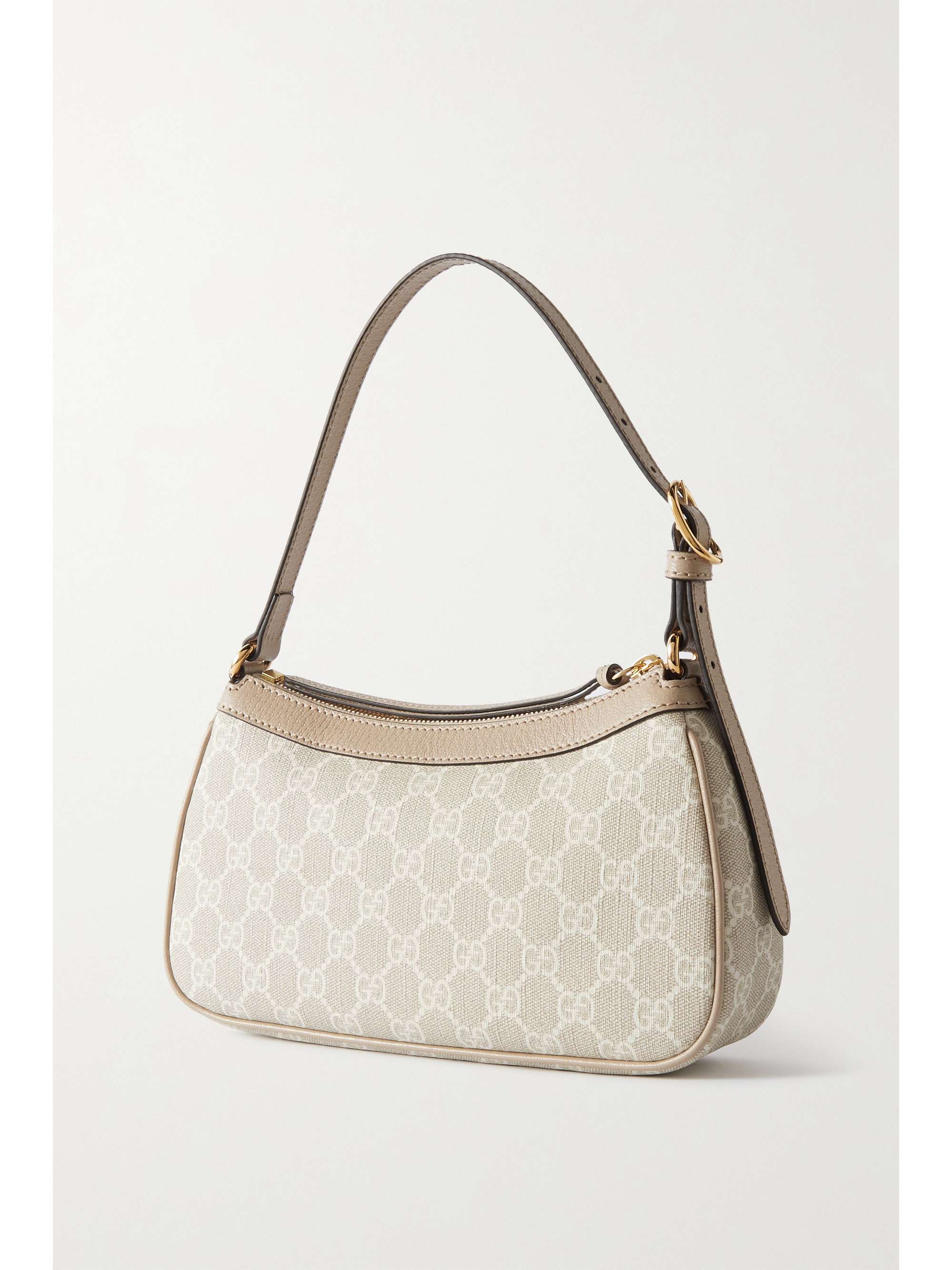 GUCCI Ophidia embellished textured leather-trimmed printed coated-canvas shoulder bag