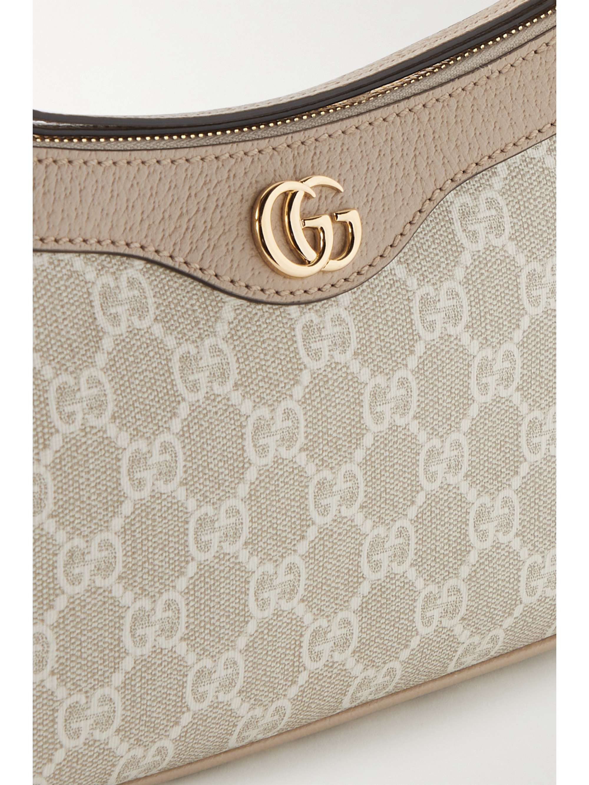 GUCCI Ophidia embellished textured leather-trimmed printed coated-canvas shoulder bag